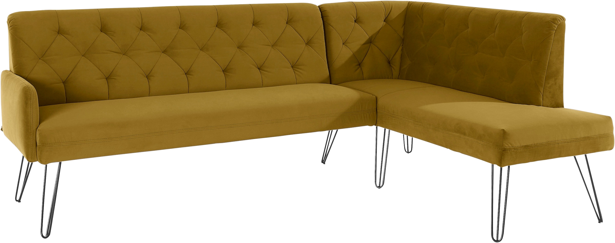 exxpo - sofa fashion Eckbank »Doppio, Chesterfield Optik, komfortabel und bequem, hohe Designfüße«, Frei im Raum stellbar