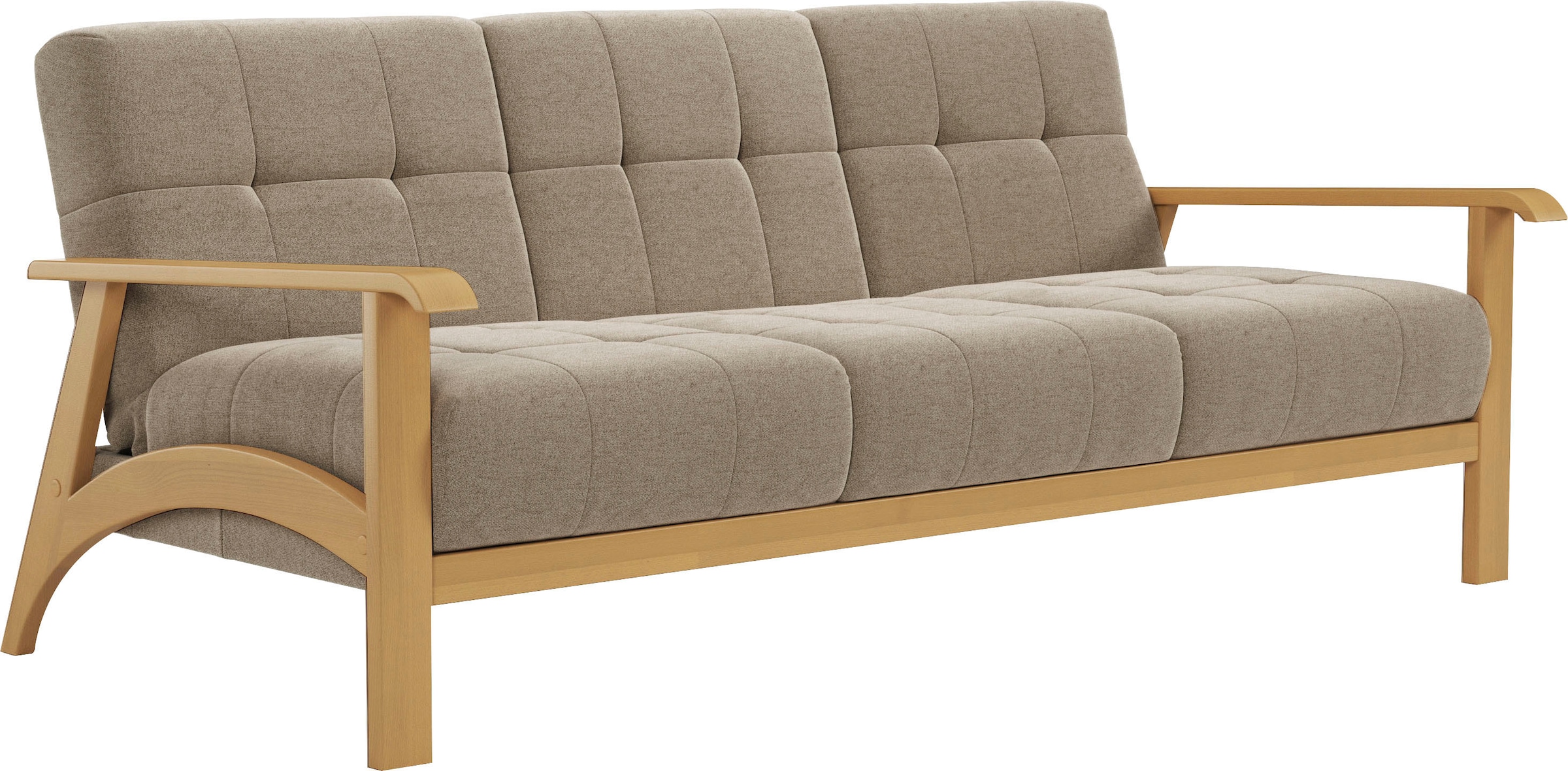 sit&more 3-Sitzer »Billund«, Armlehnen aus eichefarbigem Buchenholz, verschiedene Bezüge und Farben
