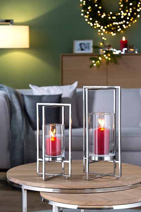 Fink Windlicht »NORMAN, Weihnachtsdeko«, (1 St.), aus Edelstahl und Glas, 1-flammig