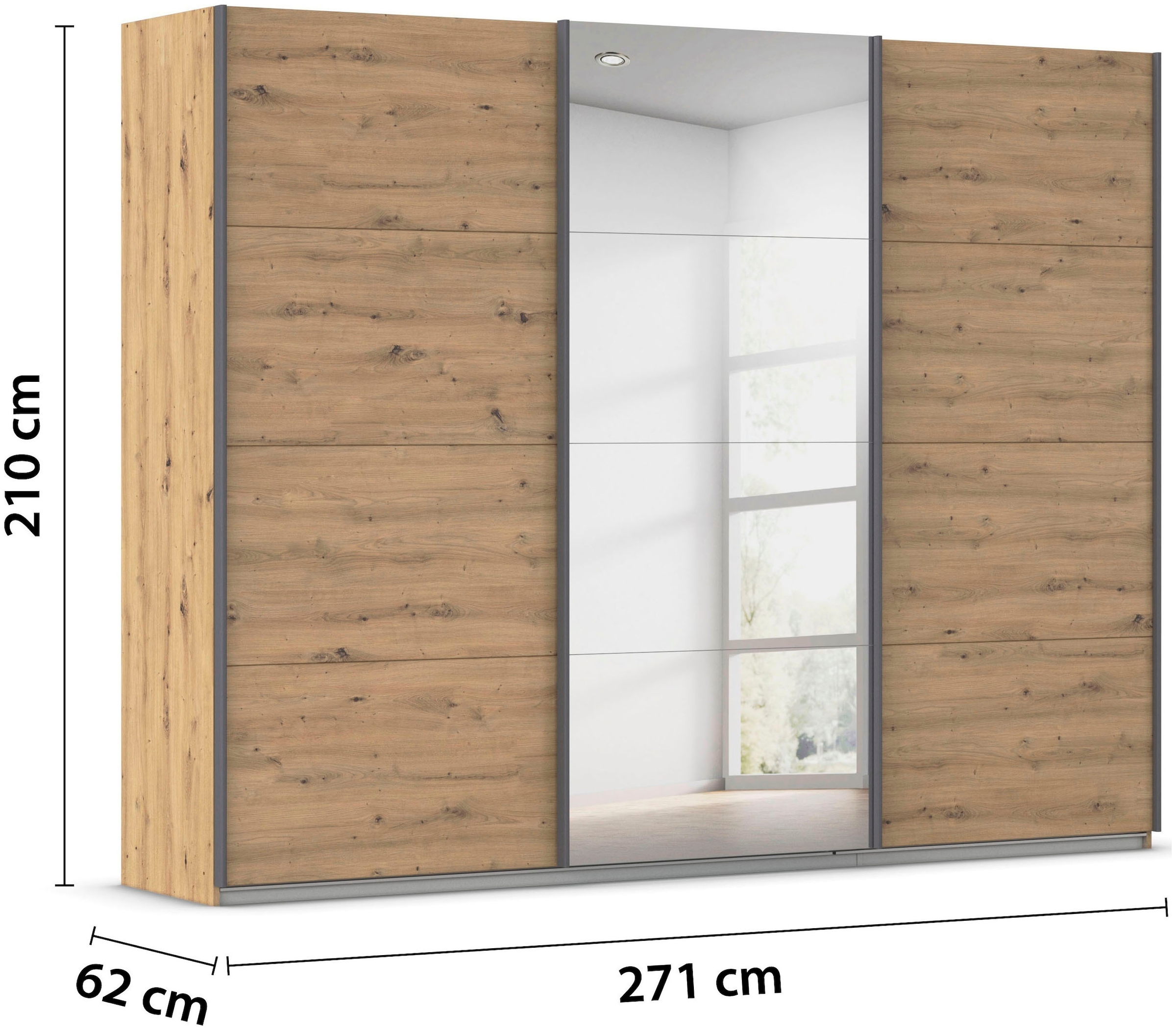 rauch Schwebetürenschrank »Kleiderschrank Schrank Garderobe AGORDO«, (in zwei Griff-Farben), Top Innenausstattung, in 4 Breiten und 2 Höhen MADE IN GERMANY