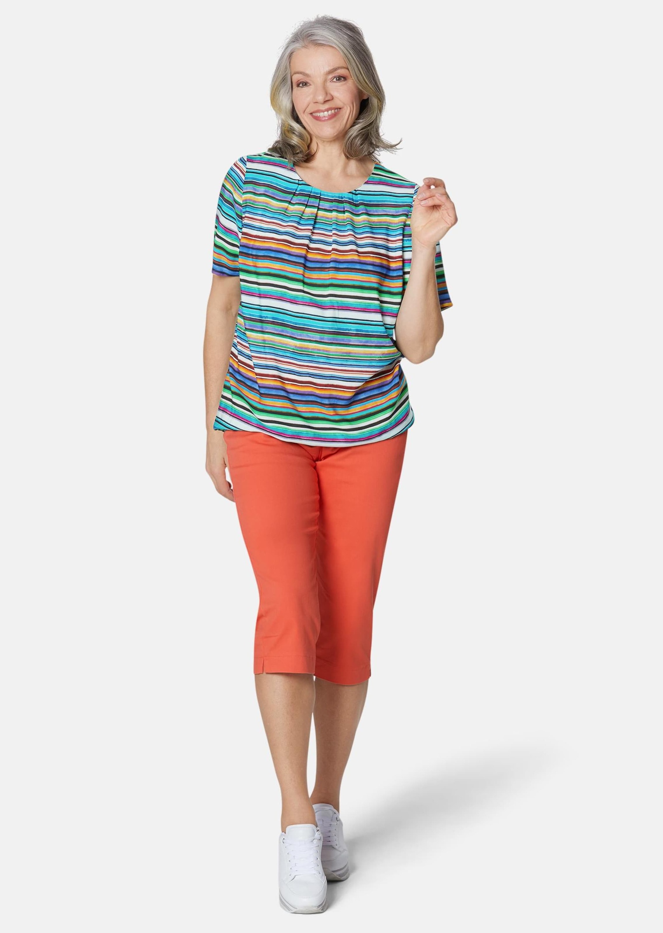 GOLDNER Druckbluse »Farbbrillante Druckbluse mit liebevollen Details« Ohne