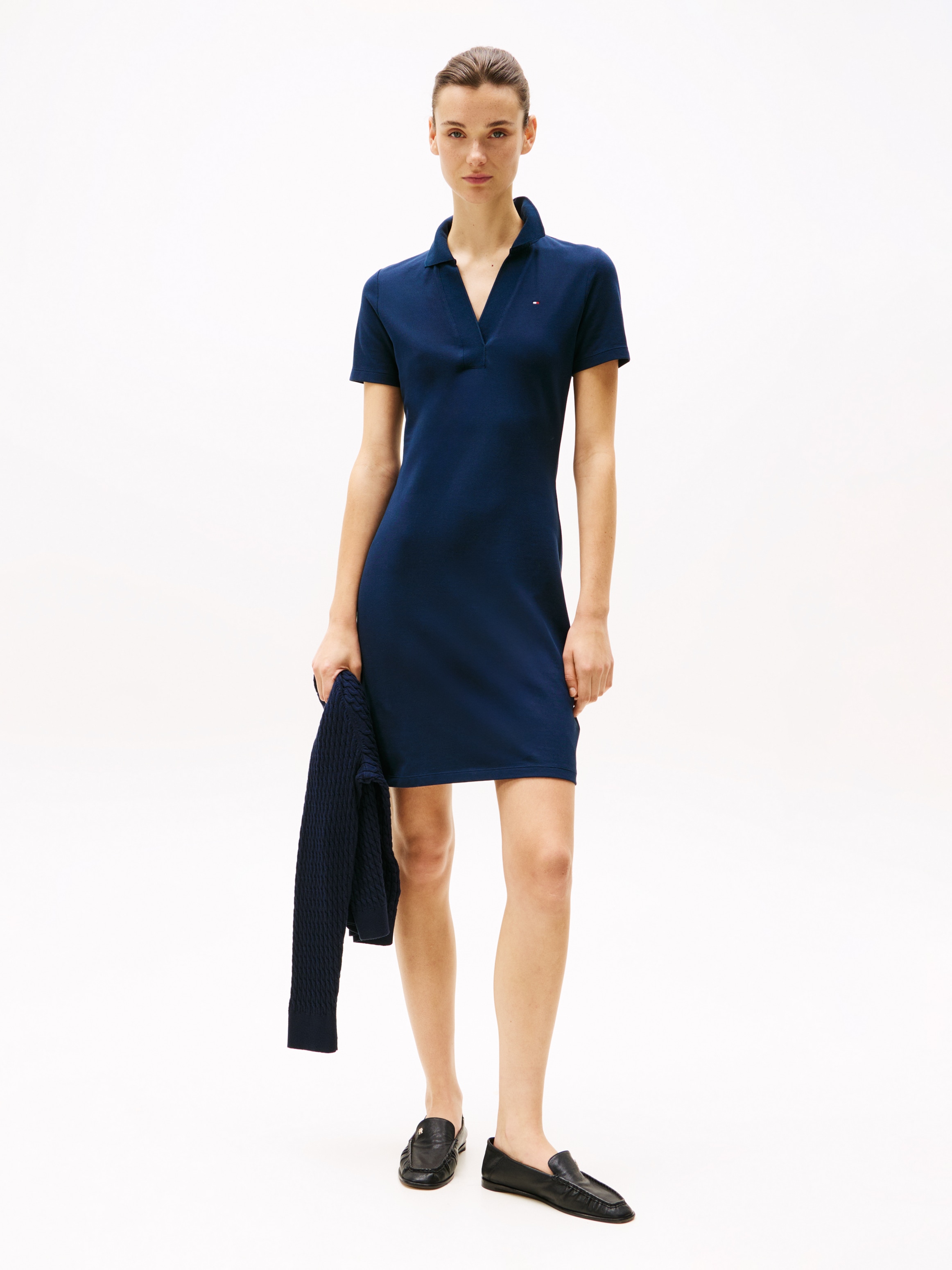 Tommy Hilfiger Polokleid »SLIM OPEN NK POLO DRESS SS«, mit gestickter Tommy Hilfiger Flagge