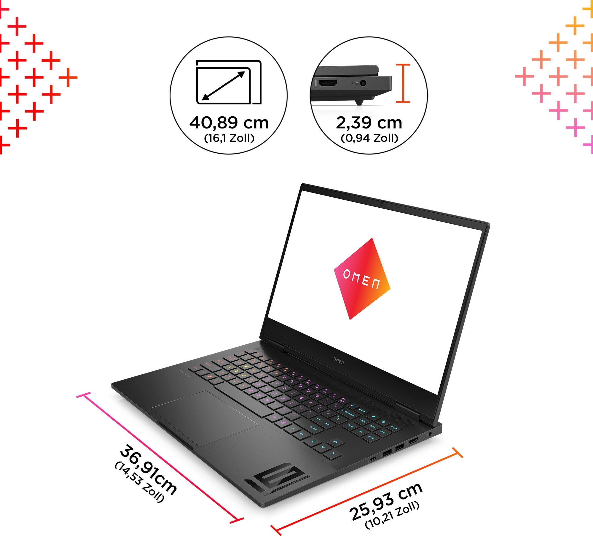 HP Gaming-Notebook »OMEN 16" Laptop, Full HD IPS-Display, 16 GB RAM, Windows 11 Home,«, 40,9 cm, / 16,1 Zoll, Intel, Core i7, GeForce RTX 4060, 512 GB SSD, 16-wd0275ng