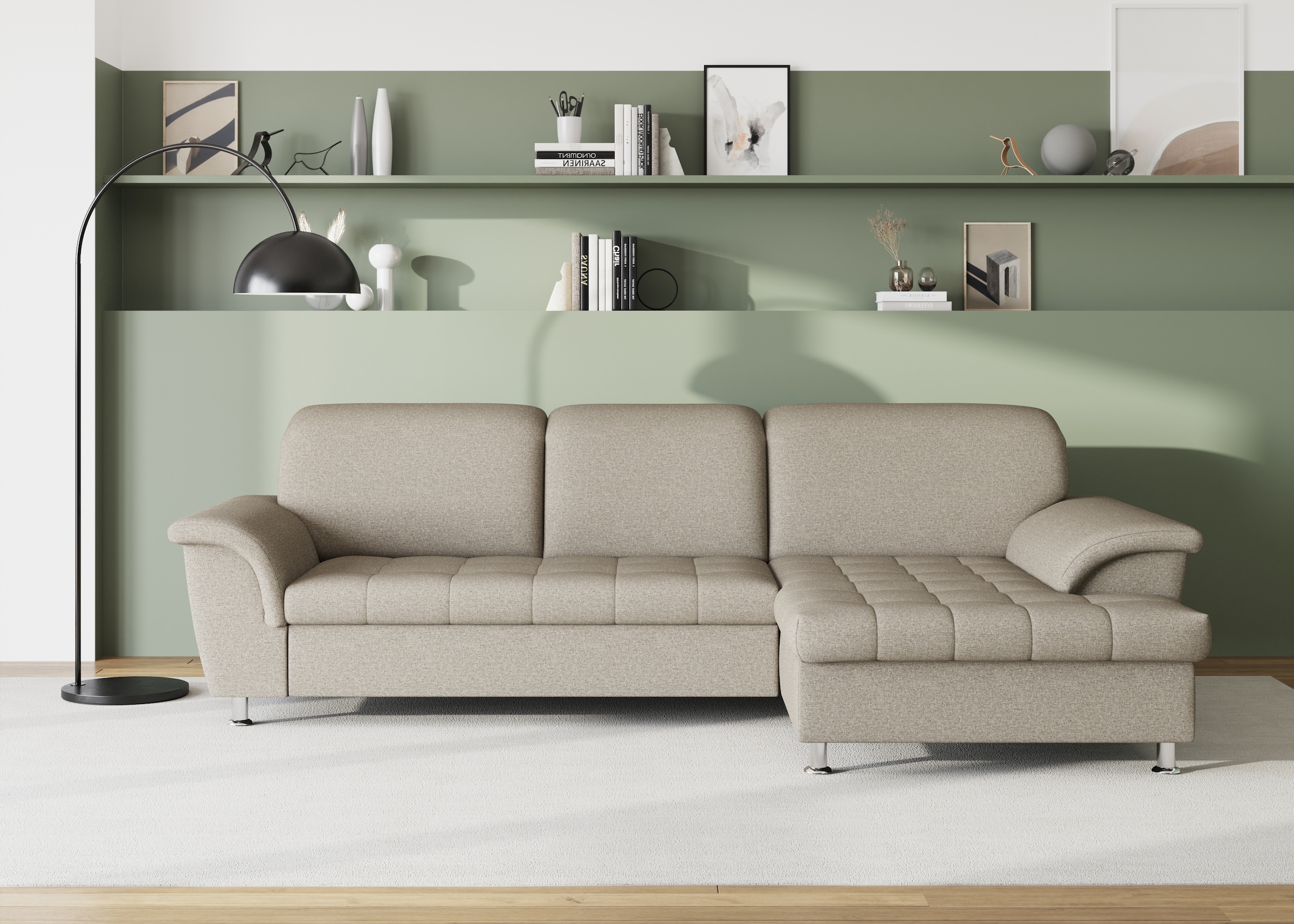 DOMO collection Ecksofa Franzi, wahlweise mit Bettfunktion, Bettkasten und Kopfteilverstellung