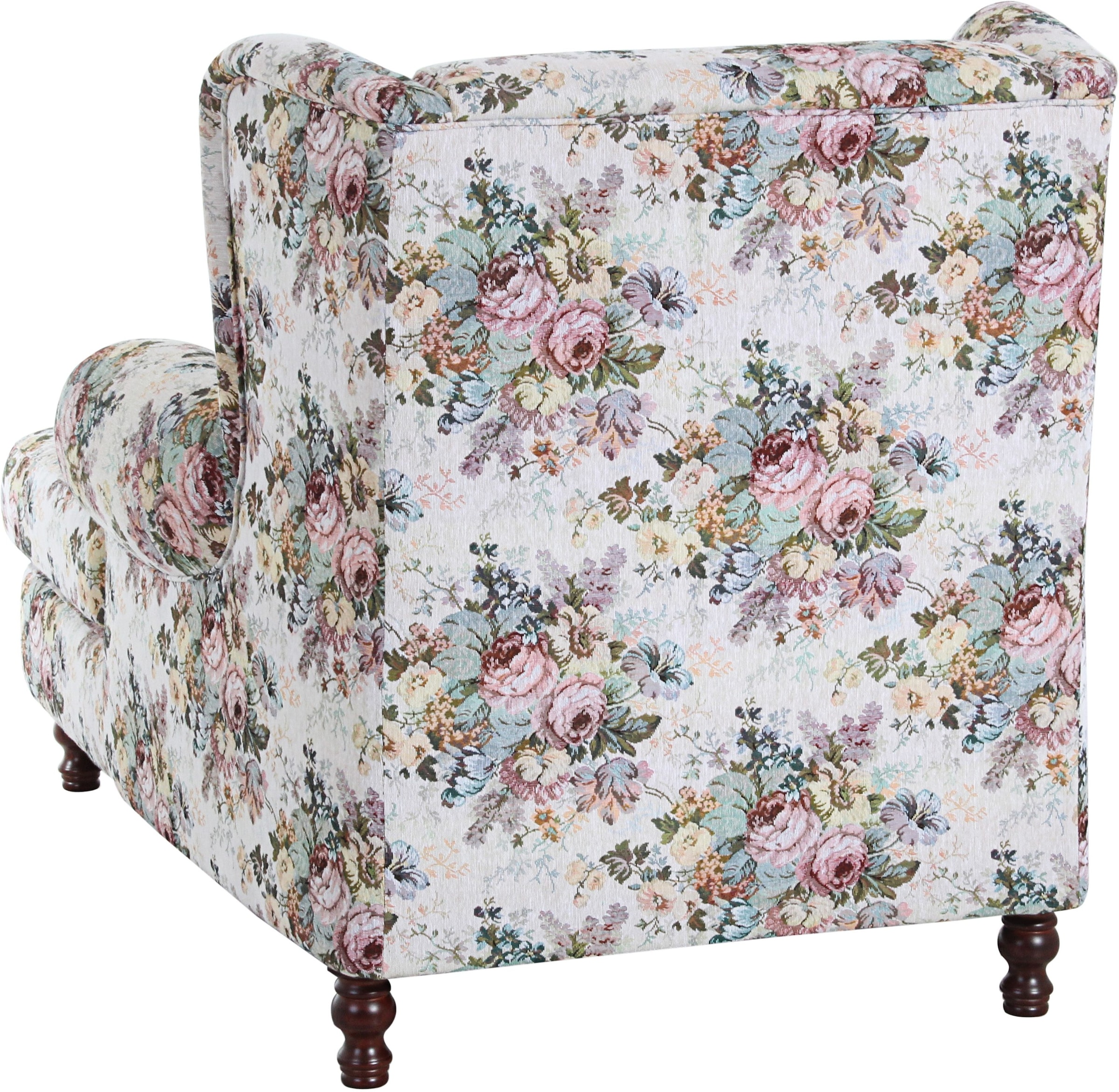 Max Winzer® Ohrensessel »Madeleine, Relaxsessel, Megasessel mit hochwertiger Gobelinstoff«, floraler Bezug, bequem, Ohrensessel mit Holzfüßen