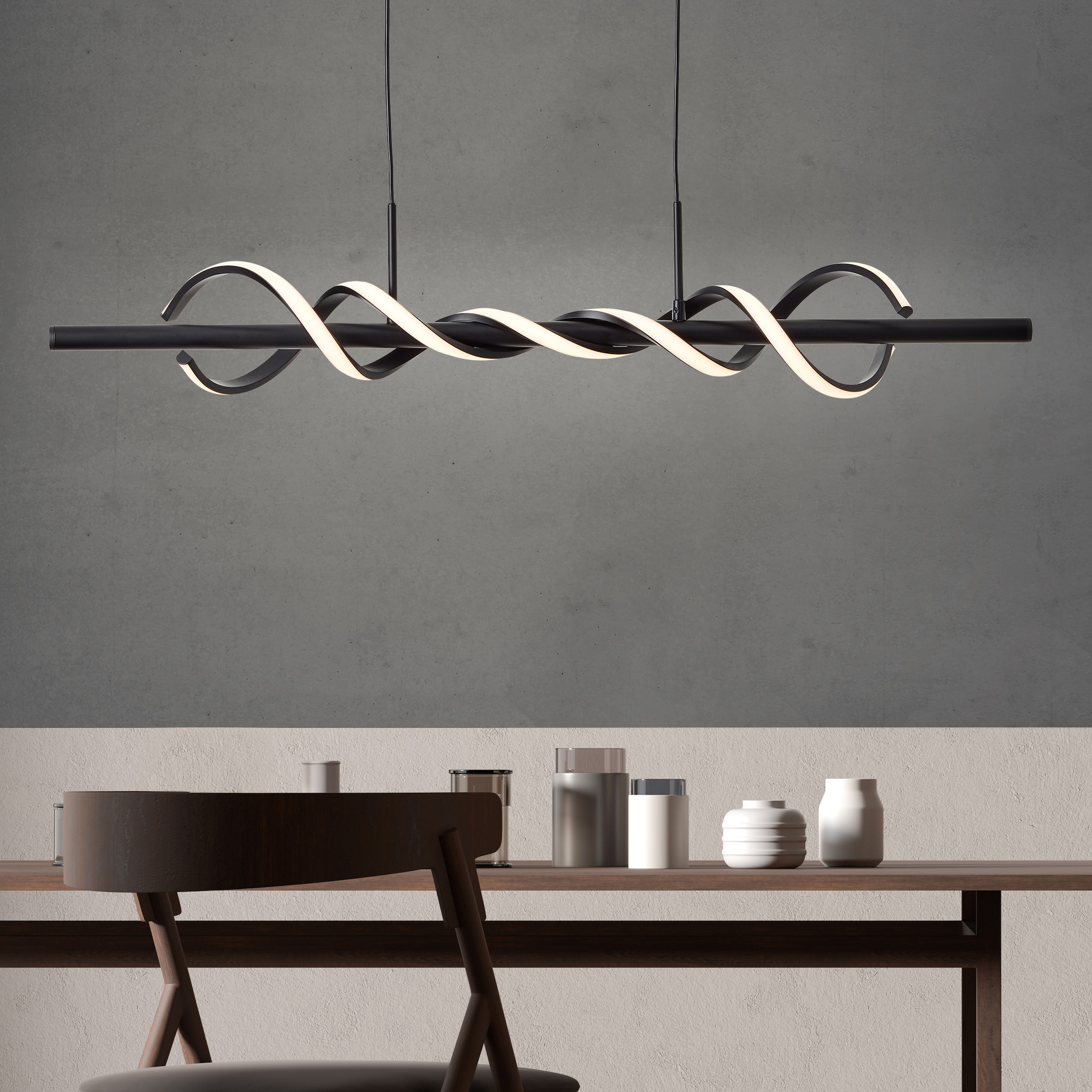 Brilliant LED Pendelleuchte »Amalie«, Höhe 150 cm, 2600 lm, kürzbar, Metall/Kunststoff, schwarz
