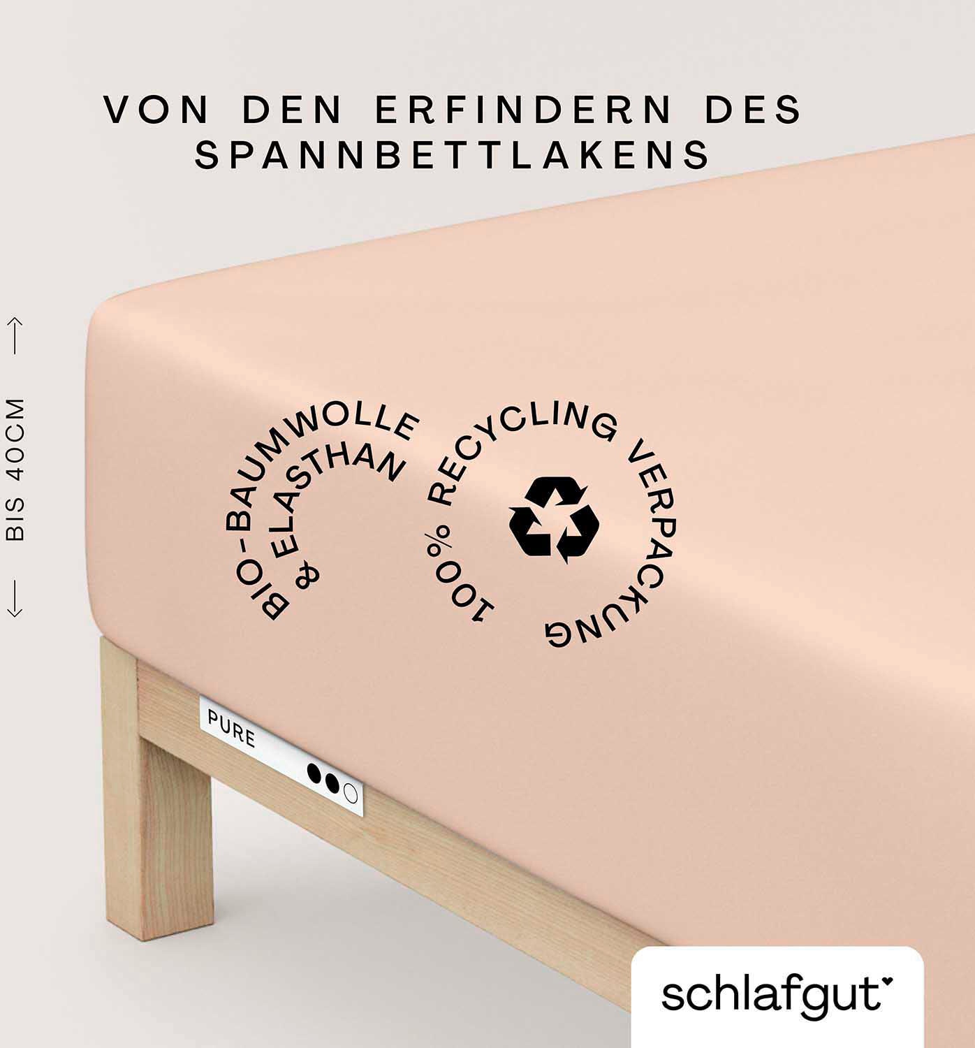 Schlafgut Spannbettlaken »PURE BOXSPRING in Gr. 90x200, 140x200 oder 180x200, für Boxspringbett«, aus Bio-Baumwolle, für Matratzen bis 40 cm Höhe, Bettlaken