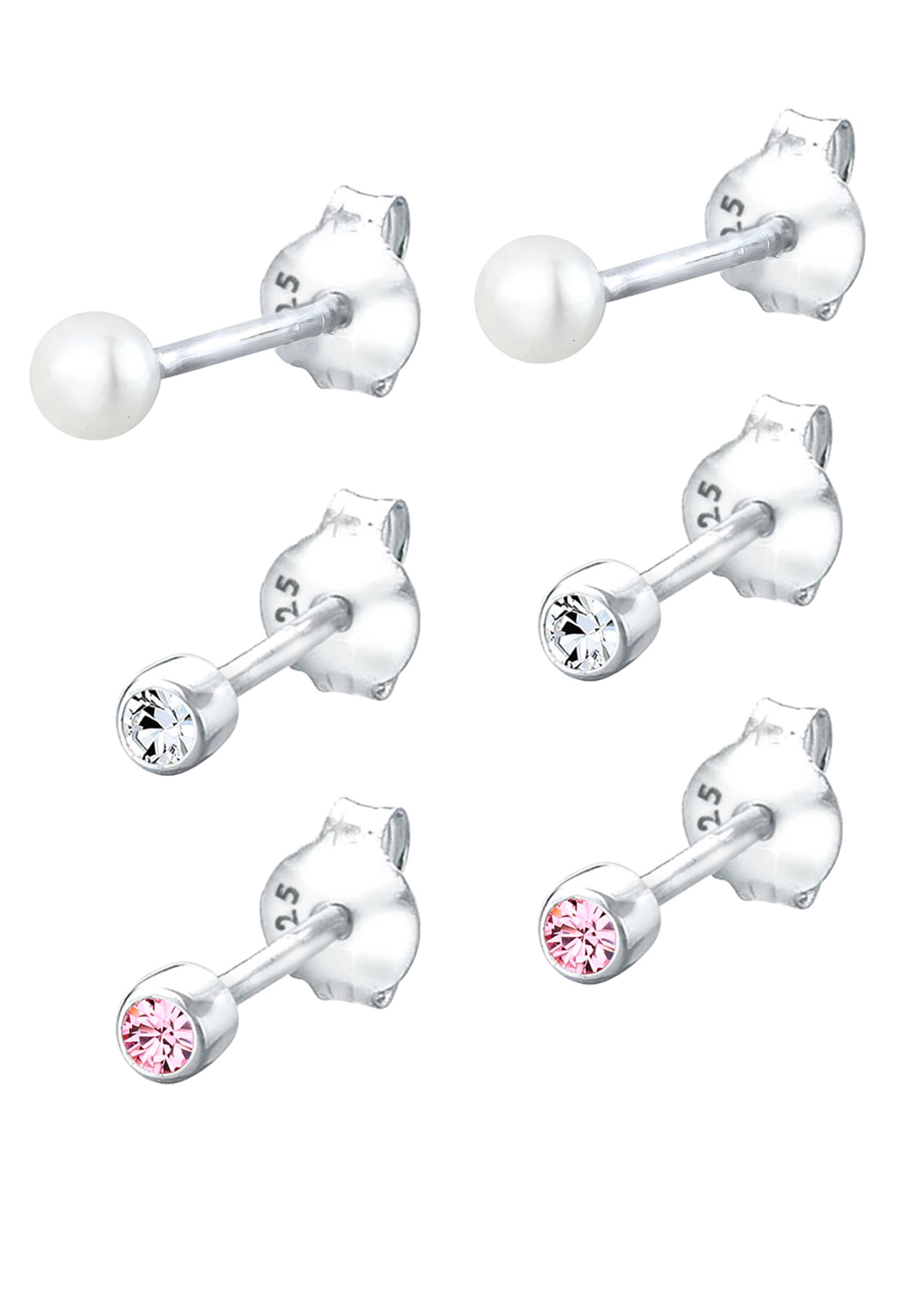 Elli Ohrstecker-Set »Ohrringe Kugel Perle Set Kristalle 925 Silber«