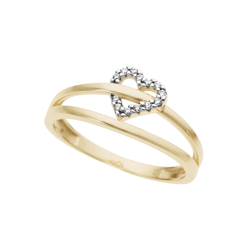 Firetti Diamantring »Schmuck Geschenk Gold 333 Damenring Goldring Diamant Herz«