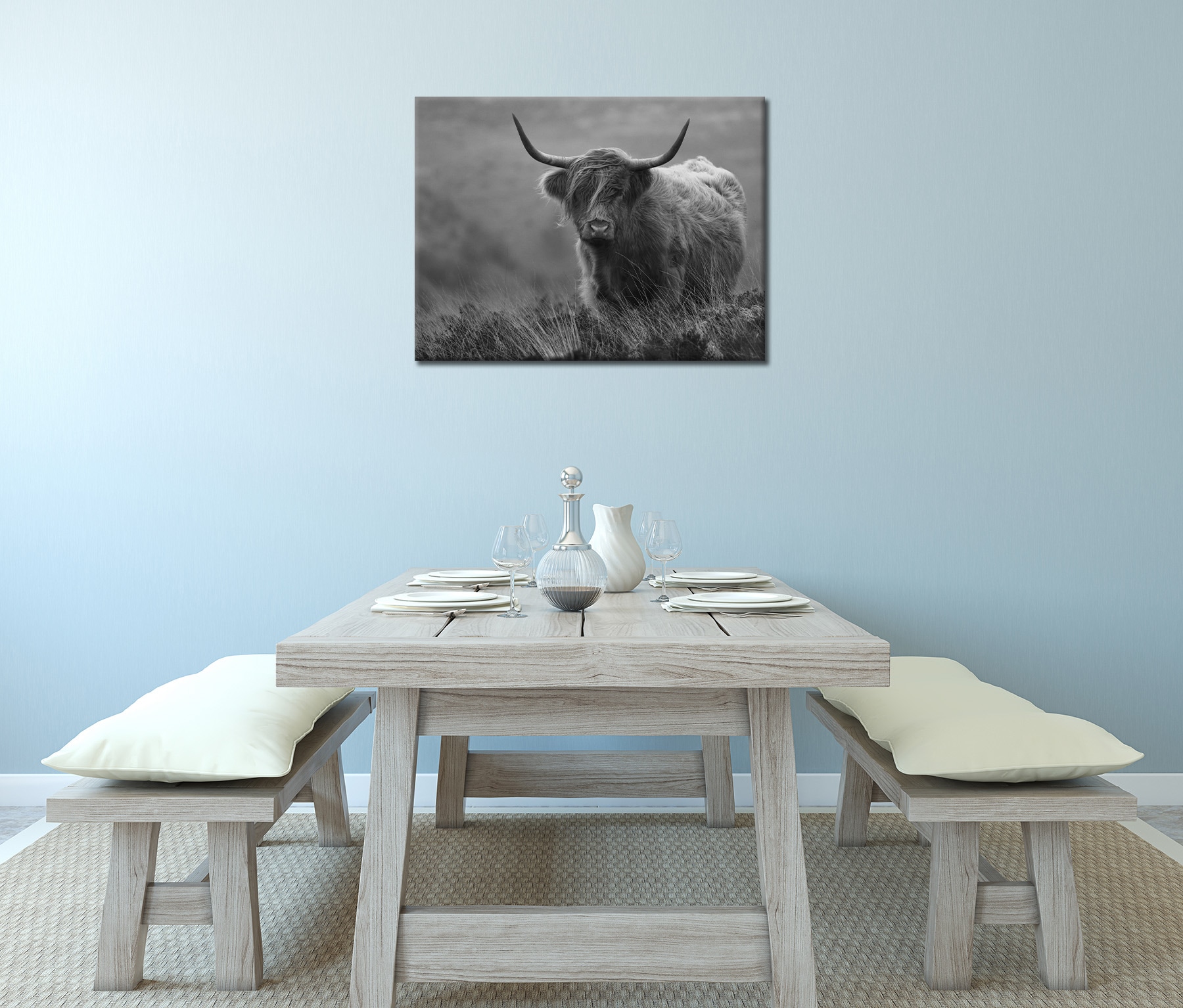 Bönninghoff Bild »HOCHLANDRIND SW 46x61 cm – Leinwandbild Keilrahmen Deko modern«