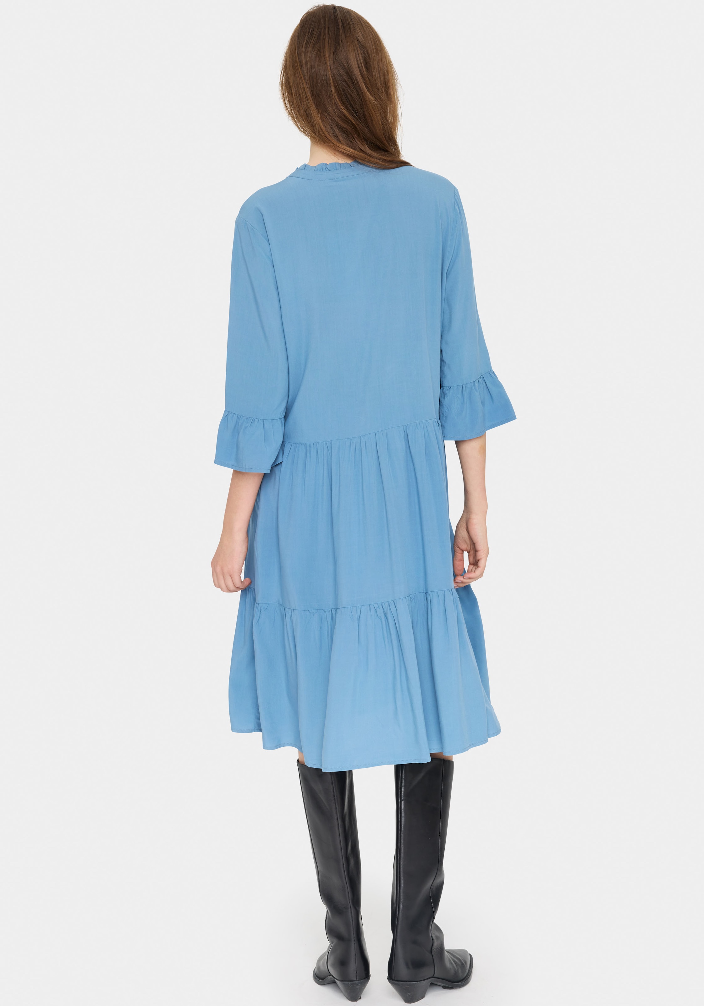 Saint Tropez Blusenkleid »EdaSZ Dress«, mit Volant und 3/4 Ärmel