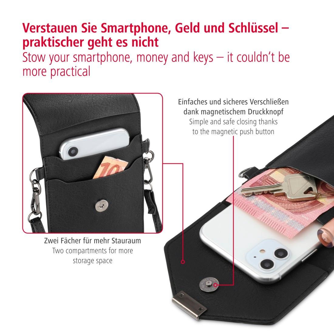 Hama Handyhülle »Cross-Body-Tasche, Hülle universal, für Smartphones«, - Verschlussart: Druckverschluss
-Artikel- Innenmaß B x H: 10 x 17 cm