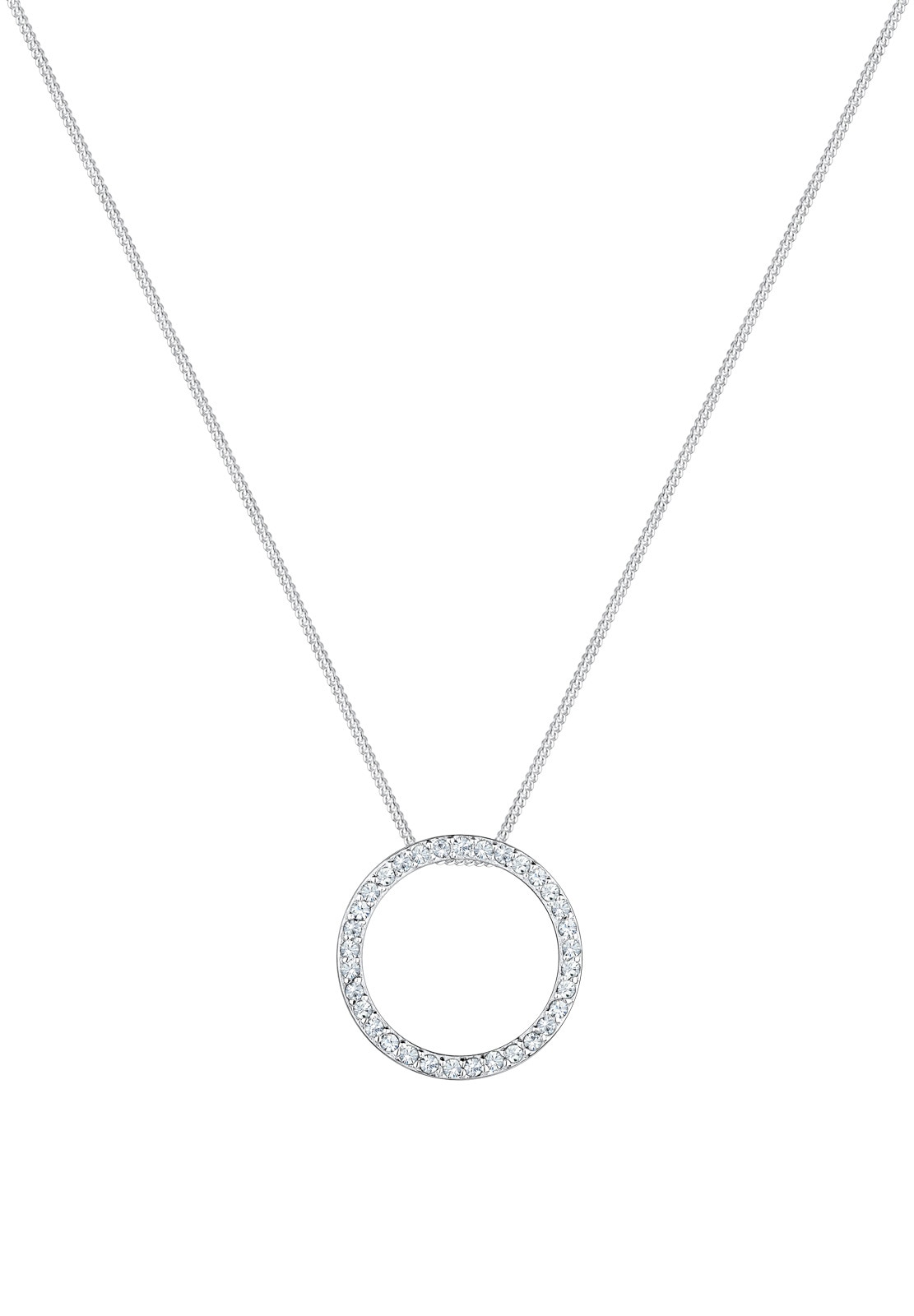 Elli Silberkette »Halskette Kreis 925 Silber^, mit Kristallen von Swarovski®«