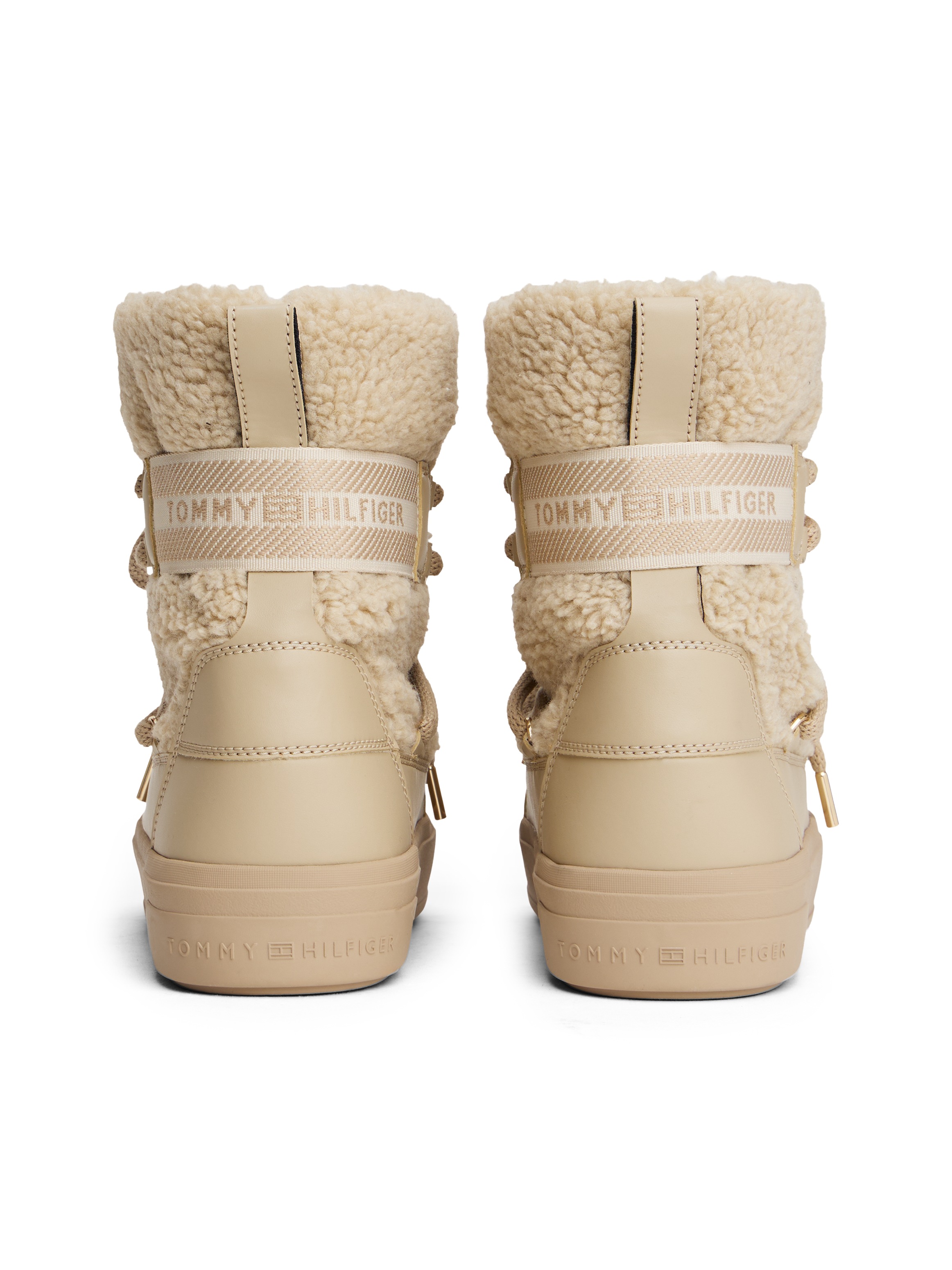 Tommy Hilfiger Winterboots »FAUX SHEARLING SNOWBOOT«  , Winterstiefelette, Outdoorschuh mit aufgesetzter Schnürung
