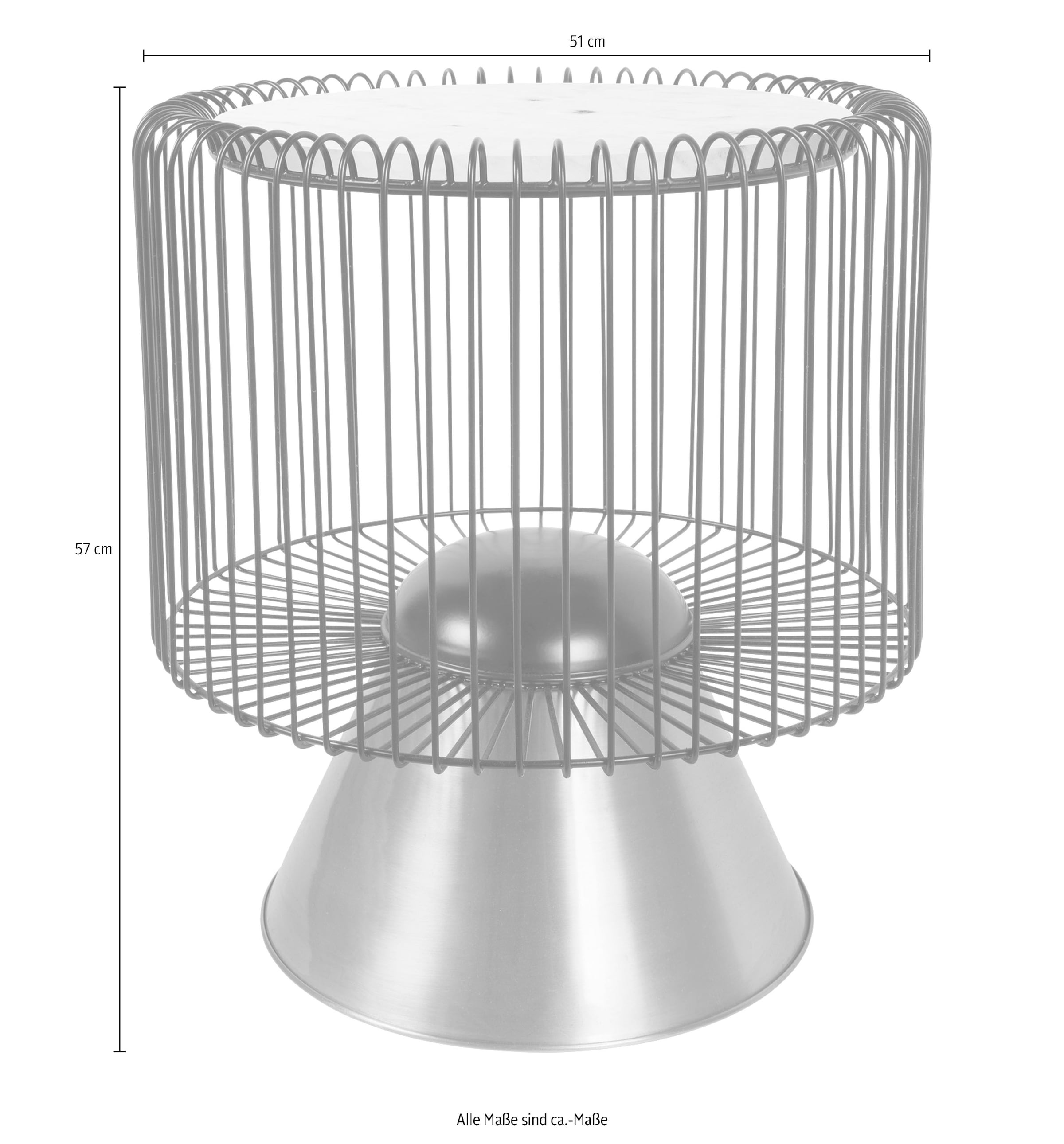 Kayoom Beistelltisch »Malibu 125, Runde Platte aus original Marmor, pflegeleicht« 1 Stk. tlg. ø-Marmorplatte: ca. 40 cm, angesagtes Metalldesign, pflegeleicht