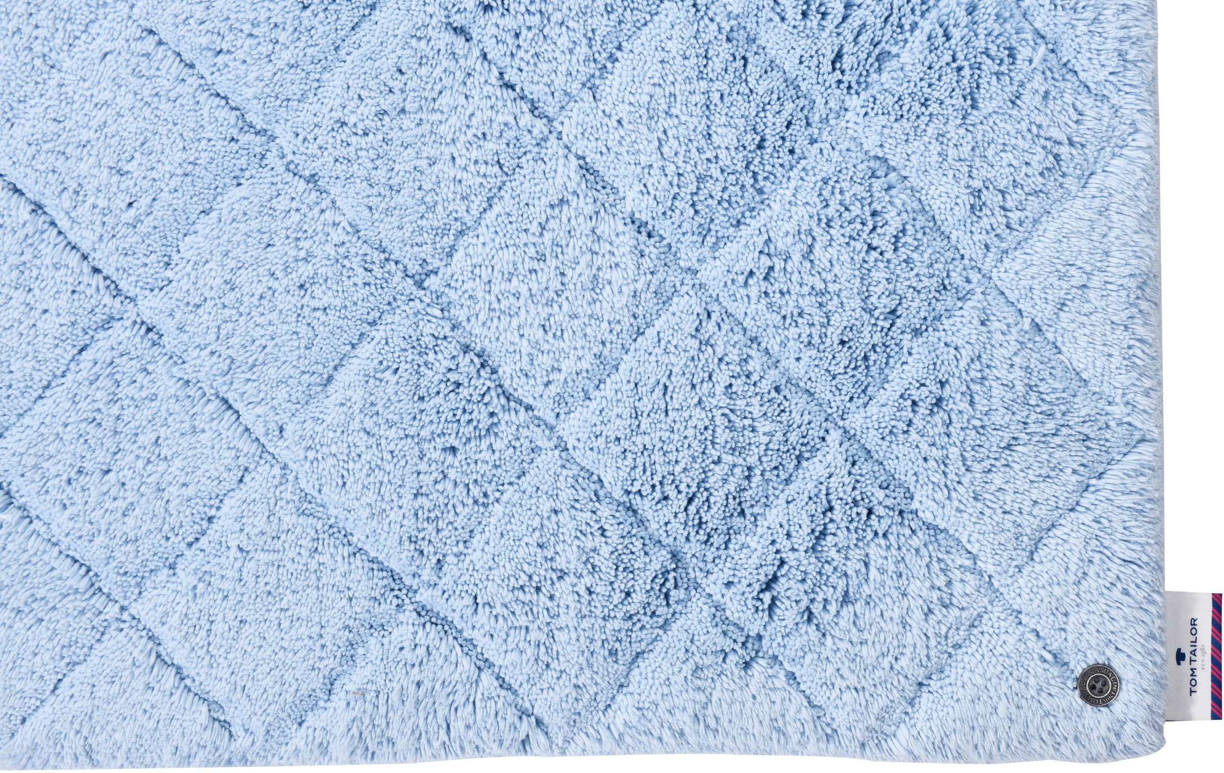 TOM TAILOR HOME Badematte »Cotton Diamond« Höhe 20 mm rutschhemmend beschichtet fußbodenheizungsgeeignet | strapazierfähig Uni Farben, Pastell Farben, Rauten, reine Baumwolle, weich & kuschelig