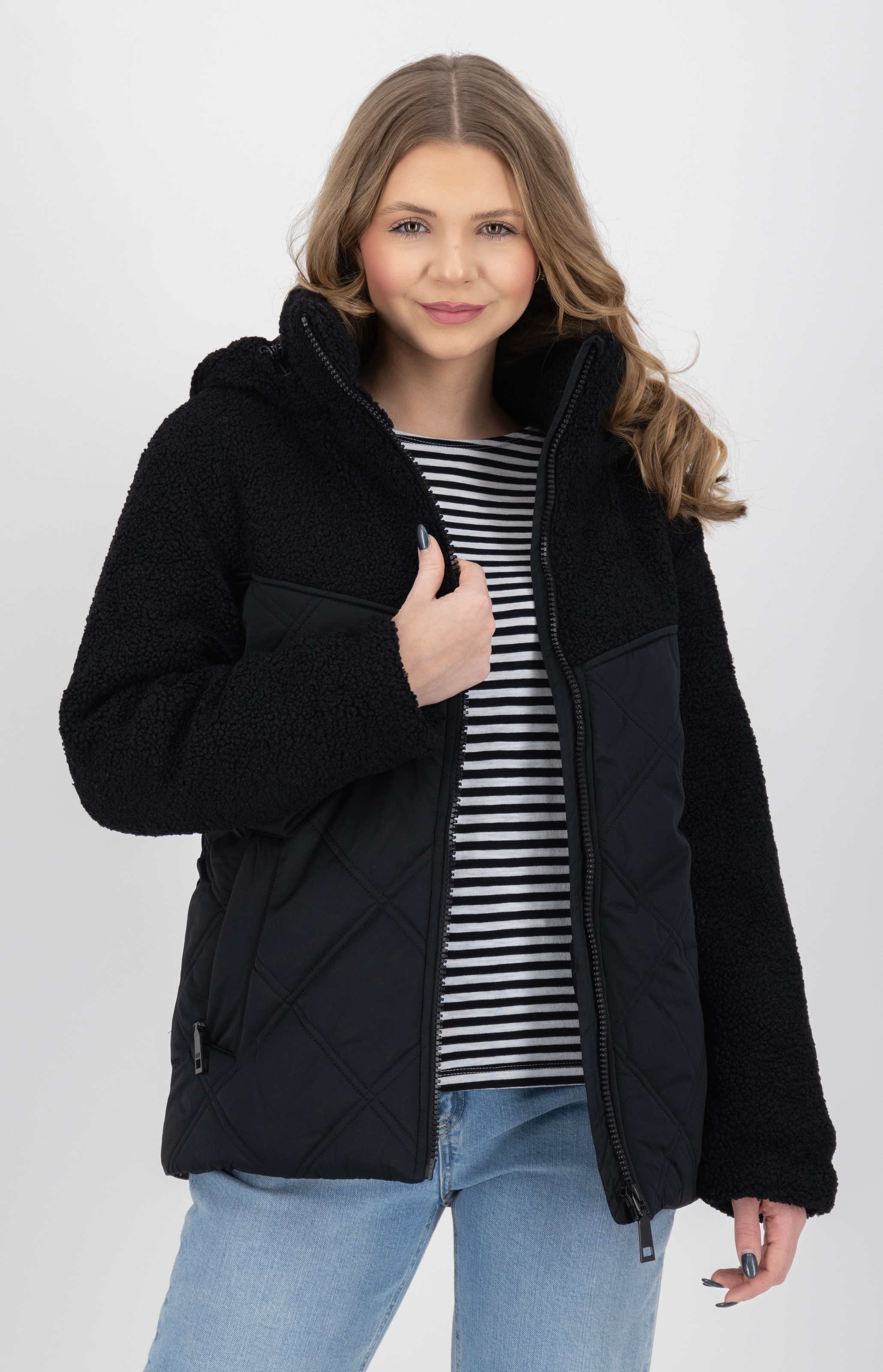 LPO Steppjacke »XAVIA WMN«, hochgeschlossener Kragen mit Sherpa-Fleece