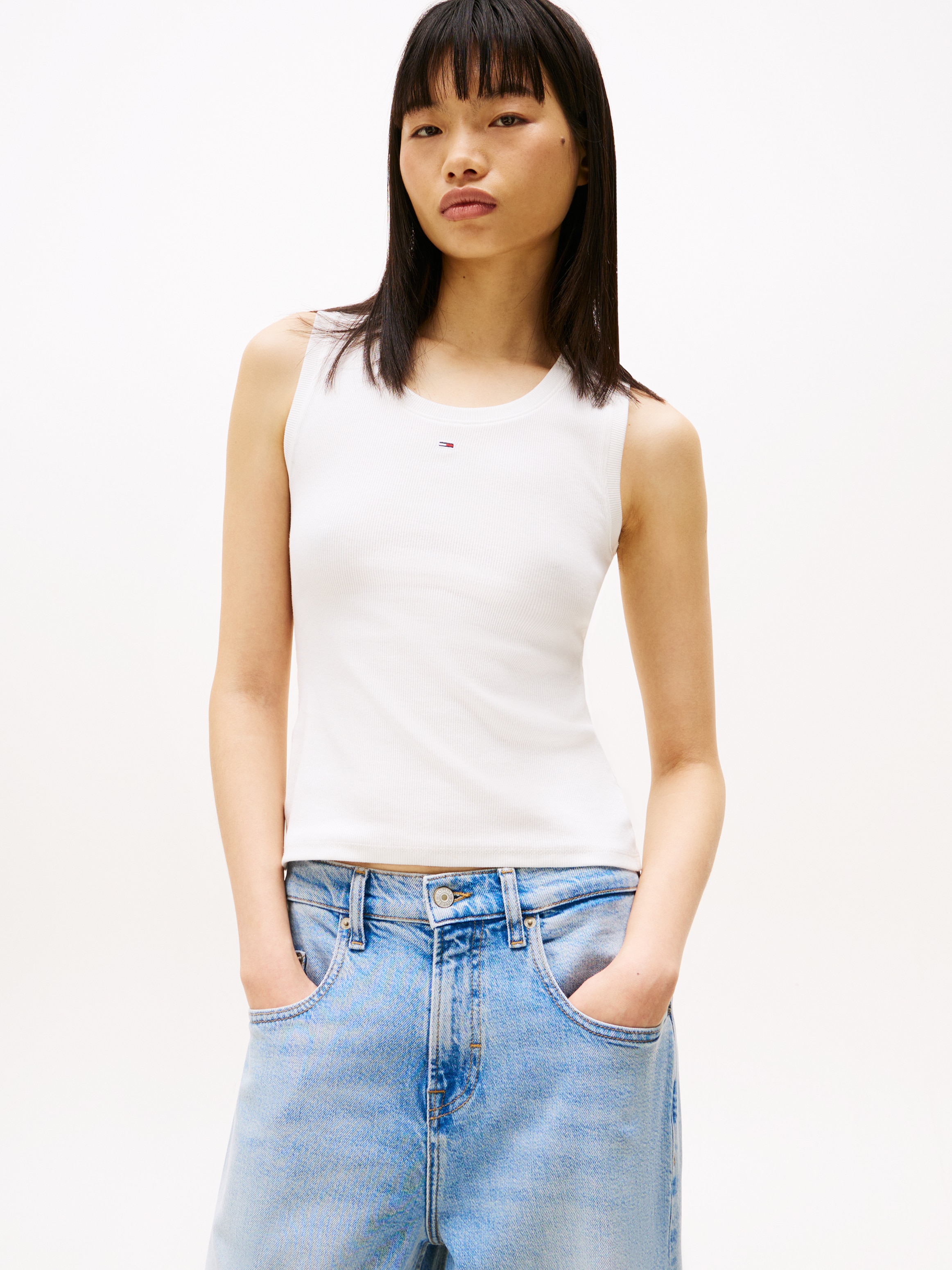 Tommy Jeans Curve Tanktop »TJW ESSENTIAL RIB TANK EXT«, in Großen Größen, Rippware