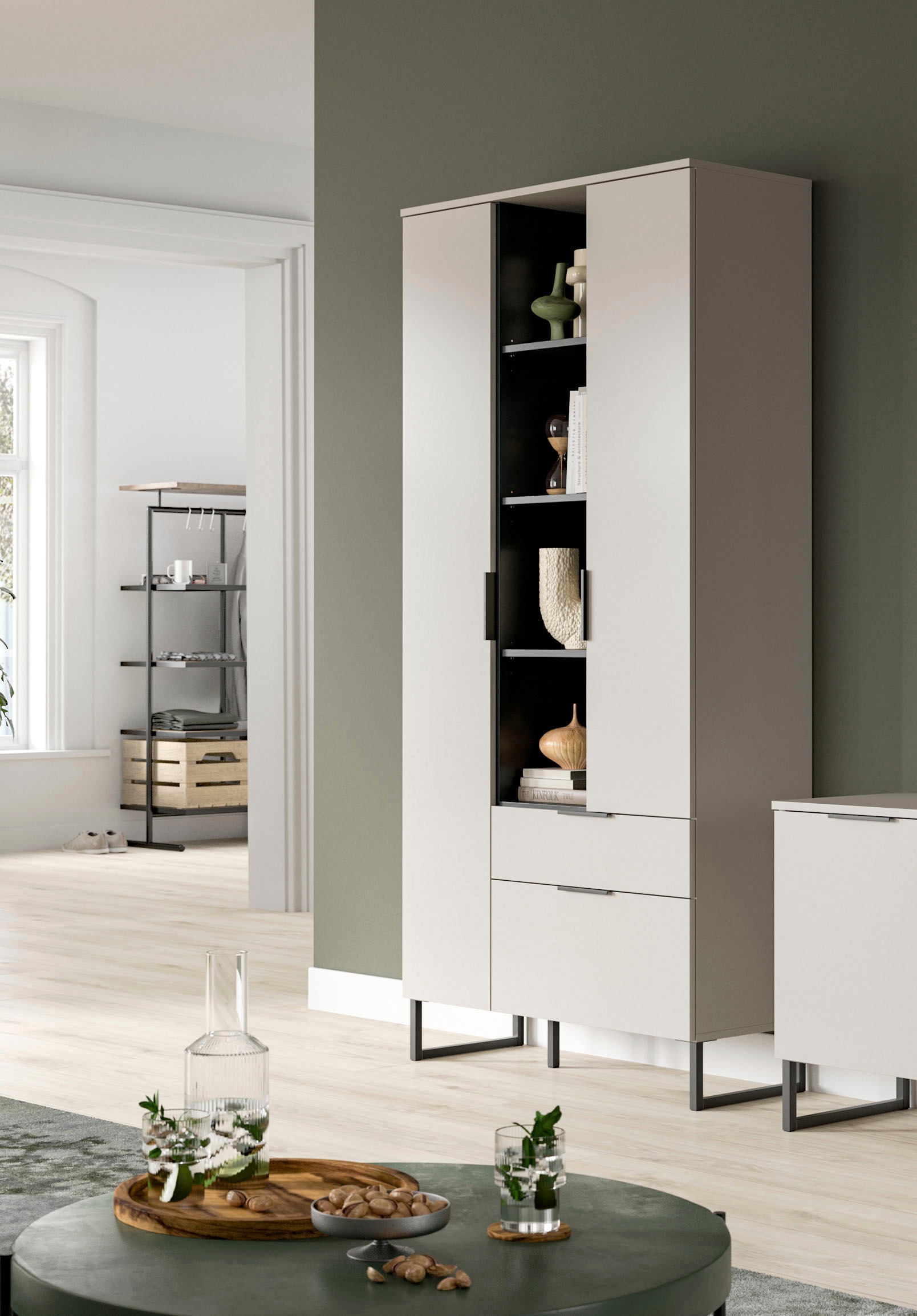 INOSIGN Mehrzweckschrank »ADIO, Höhe 192 cm, 2 Türen, 1 Schubkasten, 1 Klappe, mit Metall-Kufen« 1 Stk. tlg. Schrank, Wohnzimmerschrank, Hochschrank, Stauraumschrank, Highboard