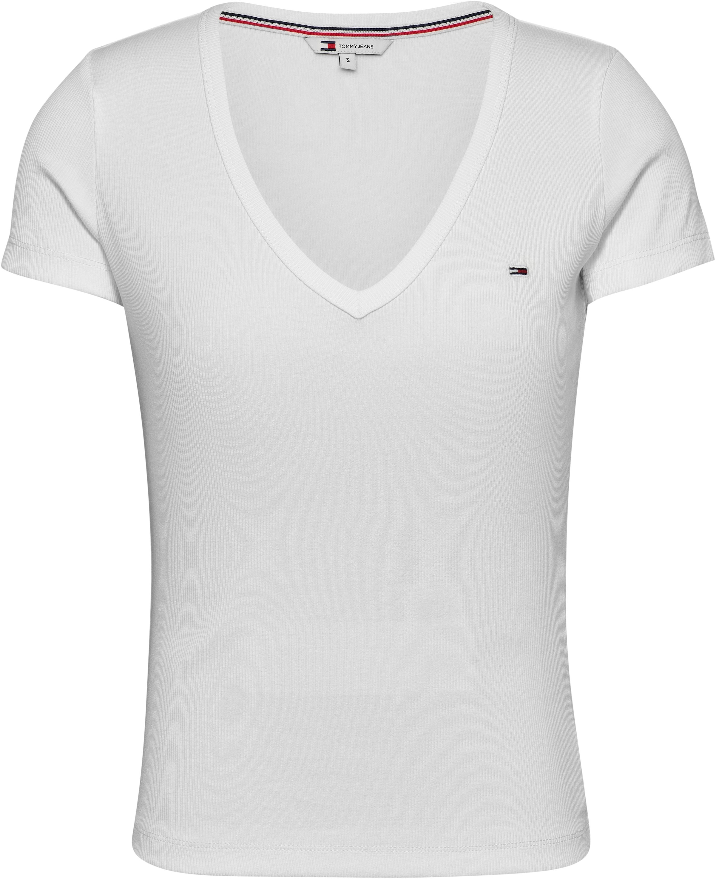 Tommy Jeans T-Shirt »TJW SLIM ESSENTIAL RIB V SS«, mit Logostickerei