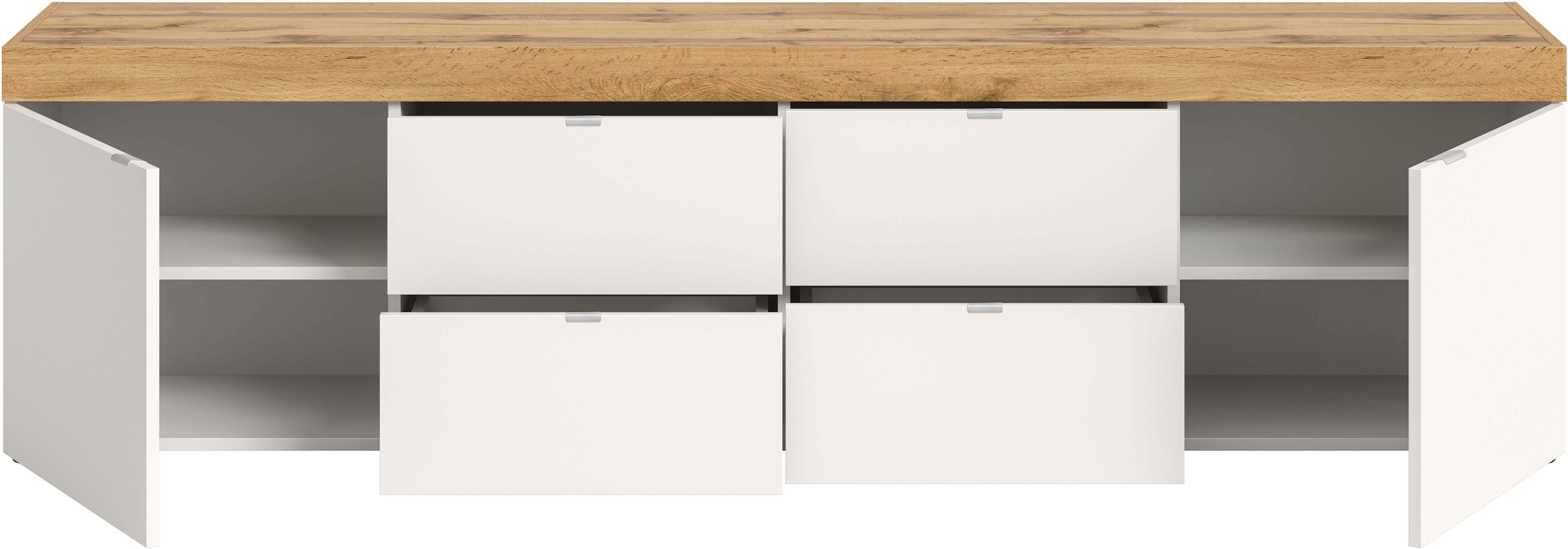 OTTO home Lowboard »MAMBO II, Breite 200 cm, 2 Türen, 4 Schubkästen, 4 Fächer« 1 Stk. tlg. Lowboard, TV Unterschrank, TV-Schrank, Wohnzimmer