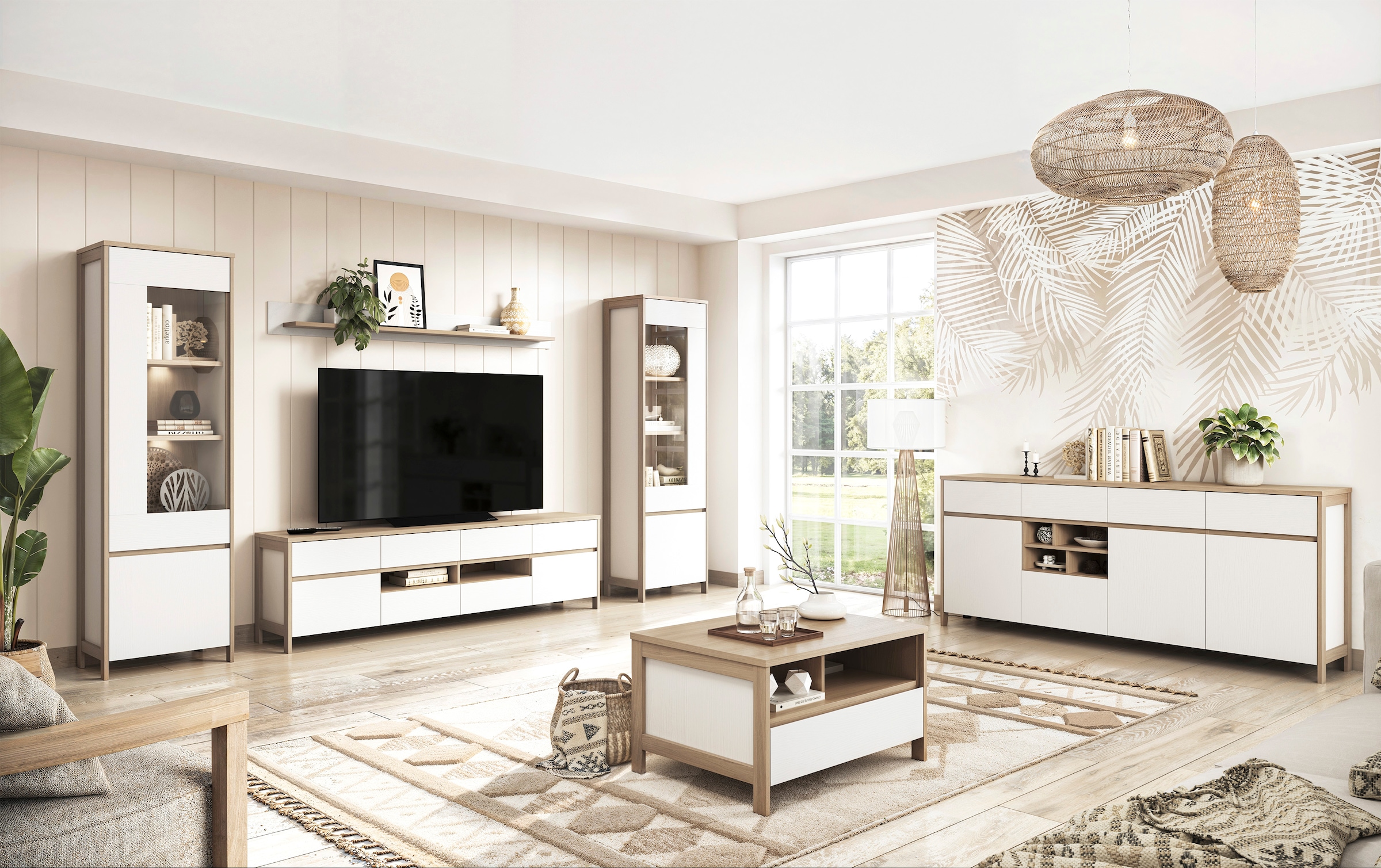 Home affaire Sideboard »Stranda, moderner Schrank, Kommode im Scandi-Style, 198 cm breit«, elegante Rahmenoptik, ausreichend Stauraum, vielseitig einsetzbar