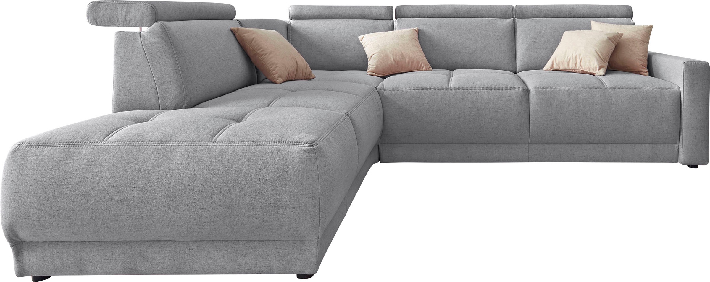 DOMO collection Ecksofa »Ava, moderne Sitzheftung mit toller Doppelnaht, komfortabel, L-Form«, mit Ottomane, inkl. Federkern, wahlweise mit Kopfteilverstellungen