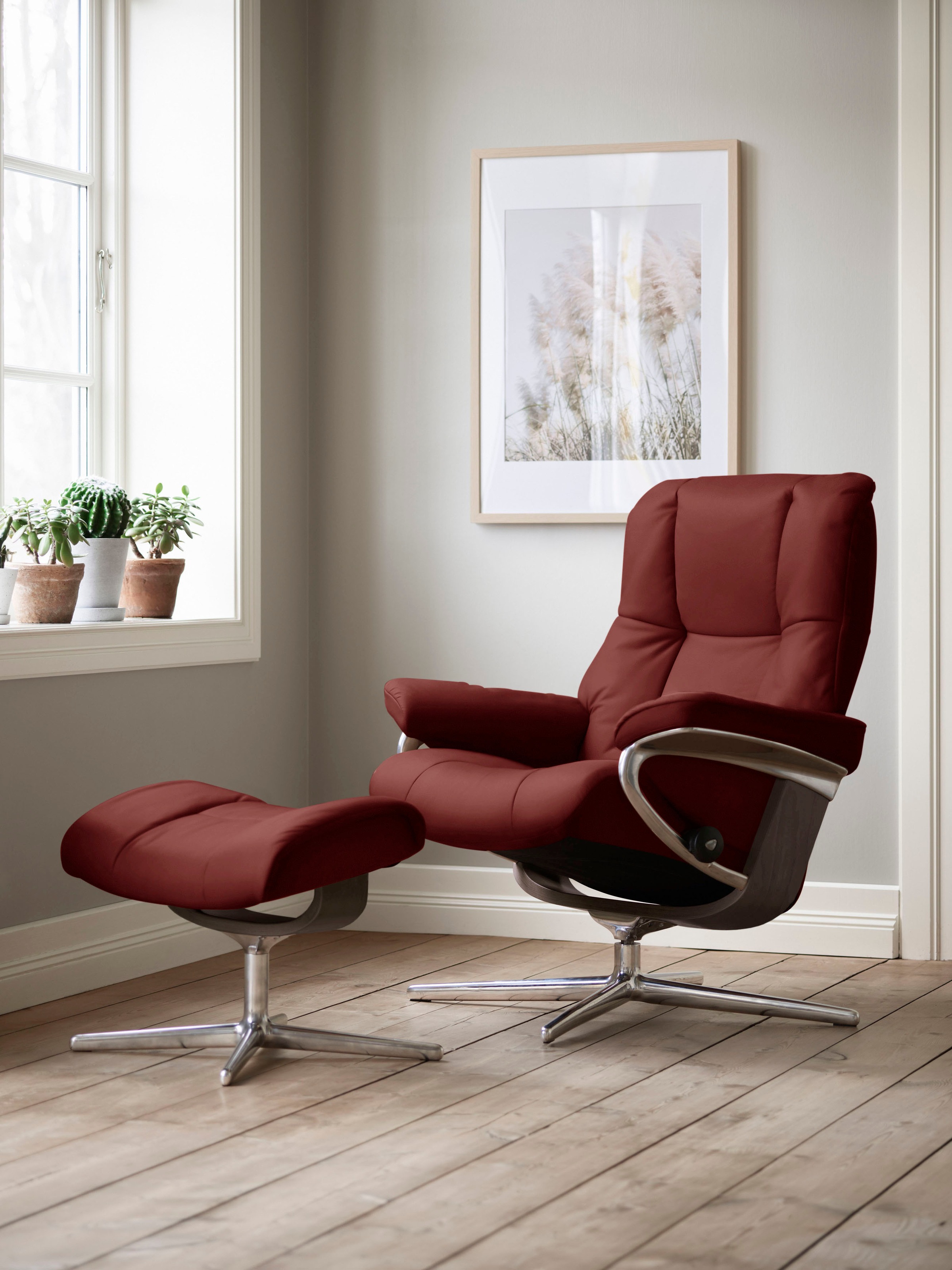 Stressless® Relaxsessel »Mayfair«, (Set, Relaxsessel mit Hocker), mit Hocker, mit Cross Base, Größe S, M & L, Holzakzent Wenge