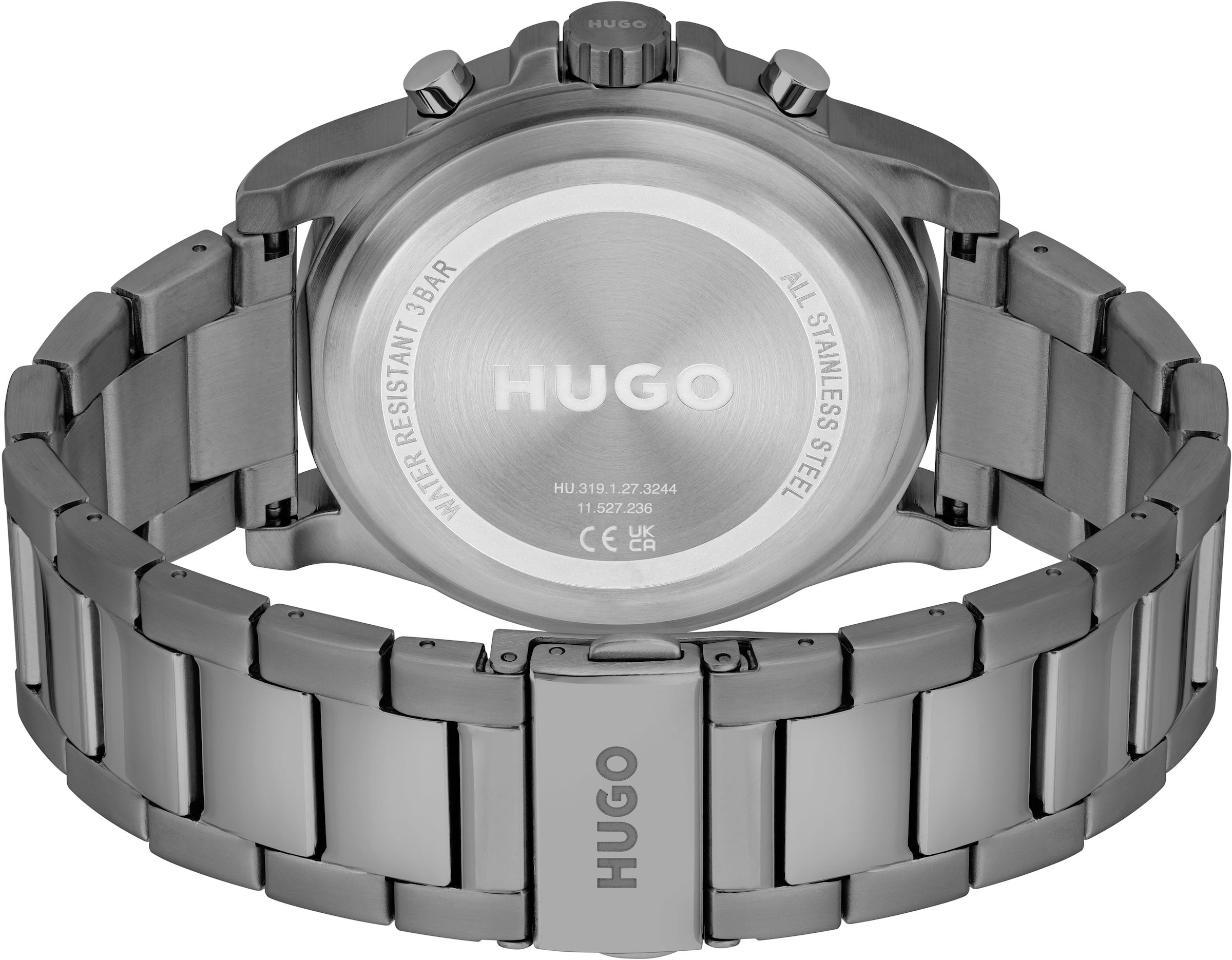 HUGO Multifunktionsuhr »#IMPRESS - FOR HIM, 1530298«, Quarzuhr, Armbanduhr, Herrenuhr, Datum, 12/24-Stunden-Anzeige