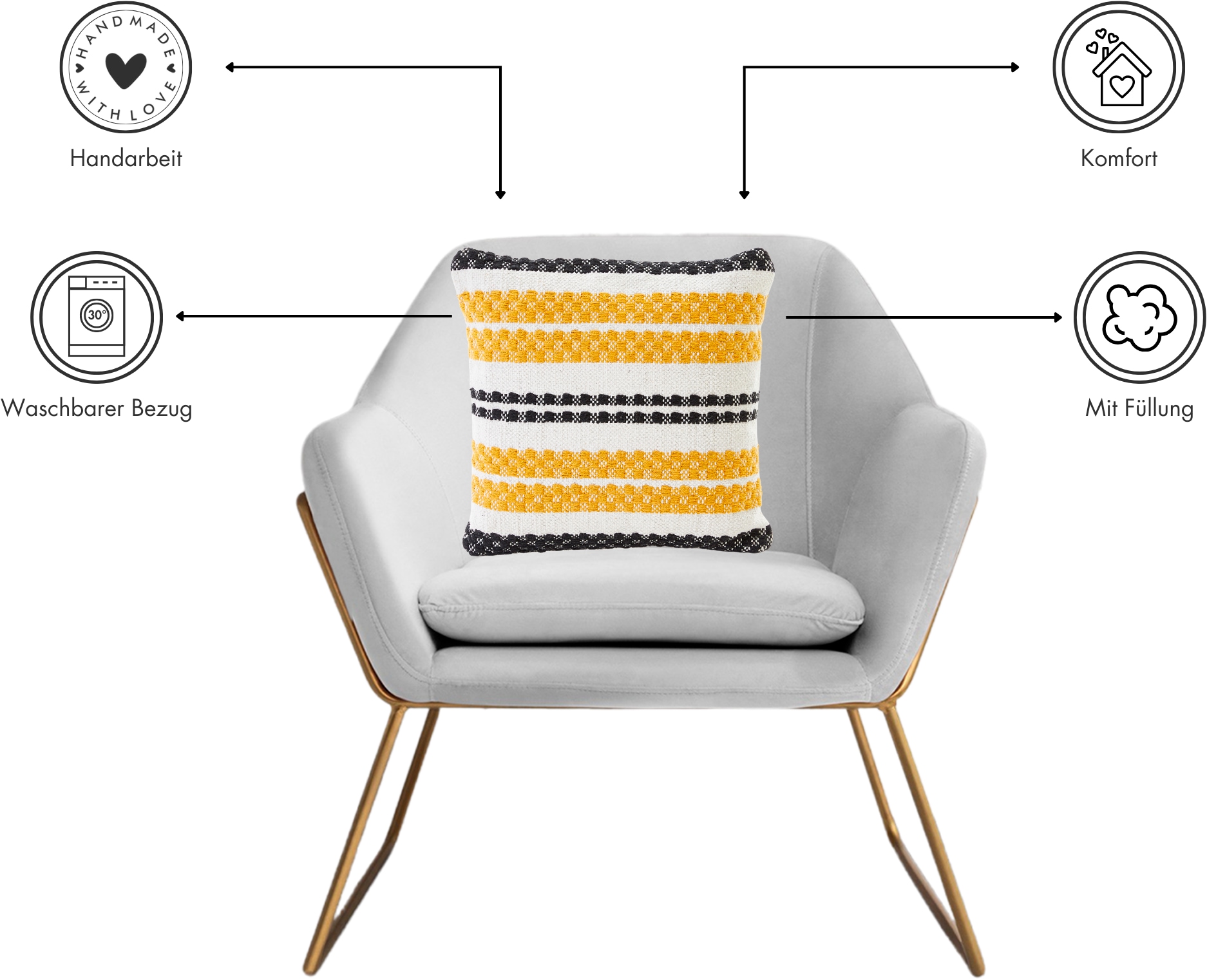 Andiamo Dekokissen »Malena« Ethnomuster, Sofakissen, Kissenhülle mit Füllung, eckig, 45x45 cm