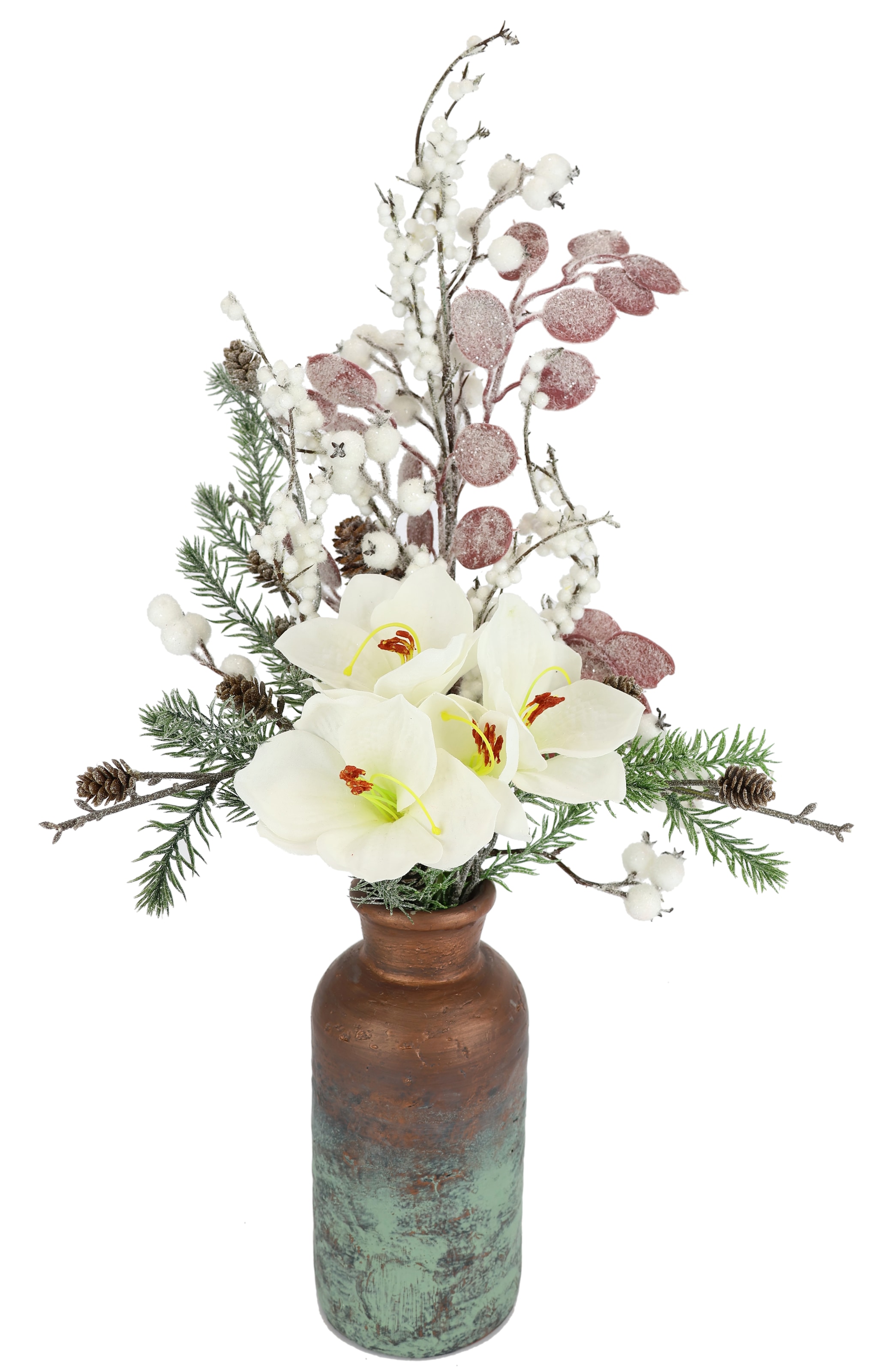 I.GE.A. Winterliche Kunstpflanze »Gesteck mit Amaryllis in Vase aus Keramik,...