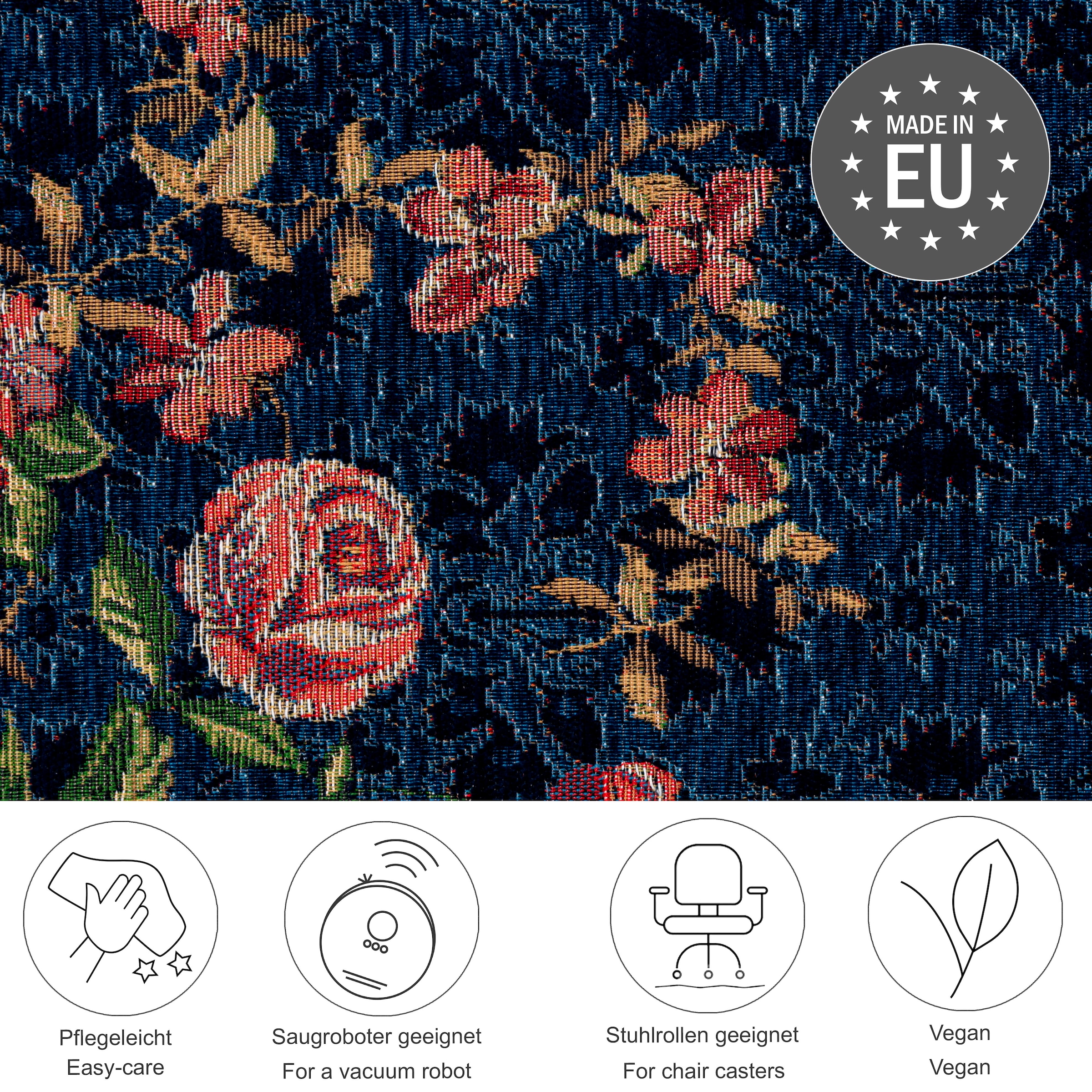 THEKO Teppich »Flomi Floral«, rechteckig, 3 mm Höhe, gewebt, Blumen Design, ideal im Wohnzimmer & Schlafzimmer