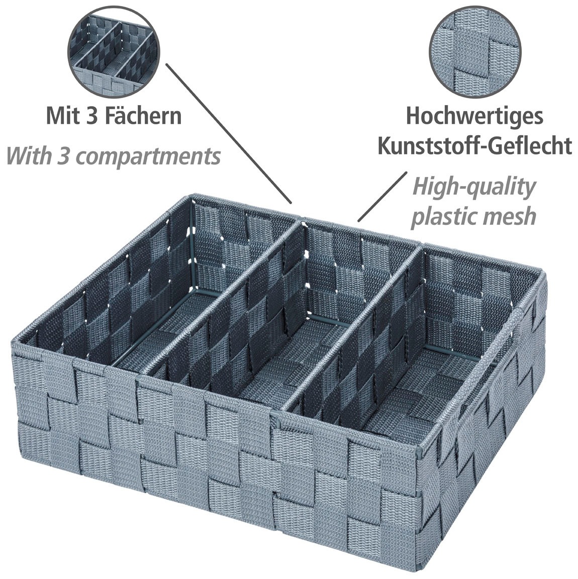 WENKO Badorganizer »Organizer Adria«, 3 Fächer, mit Griff