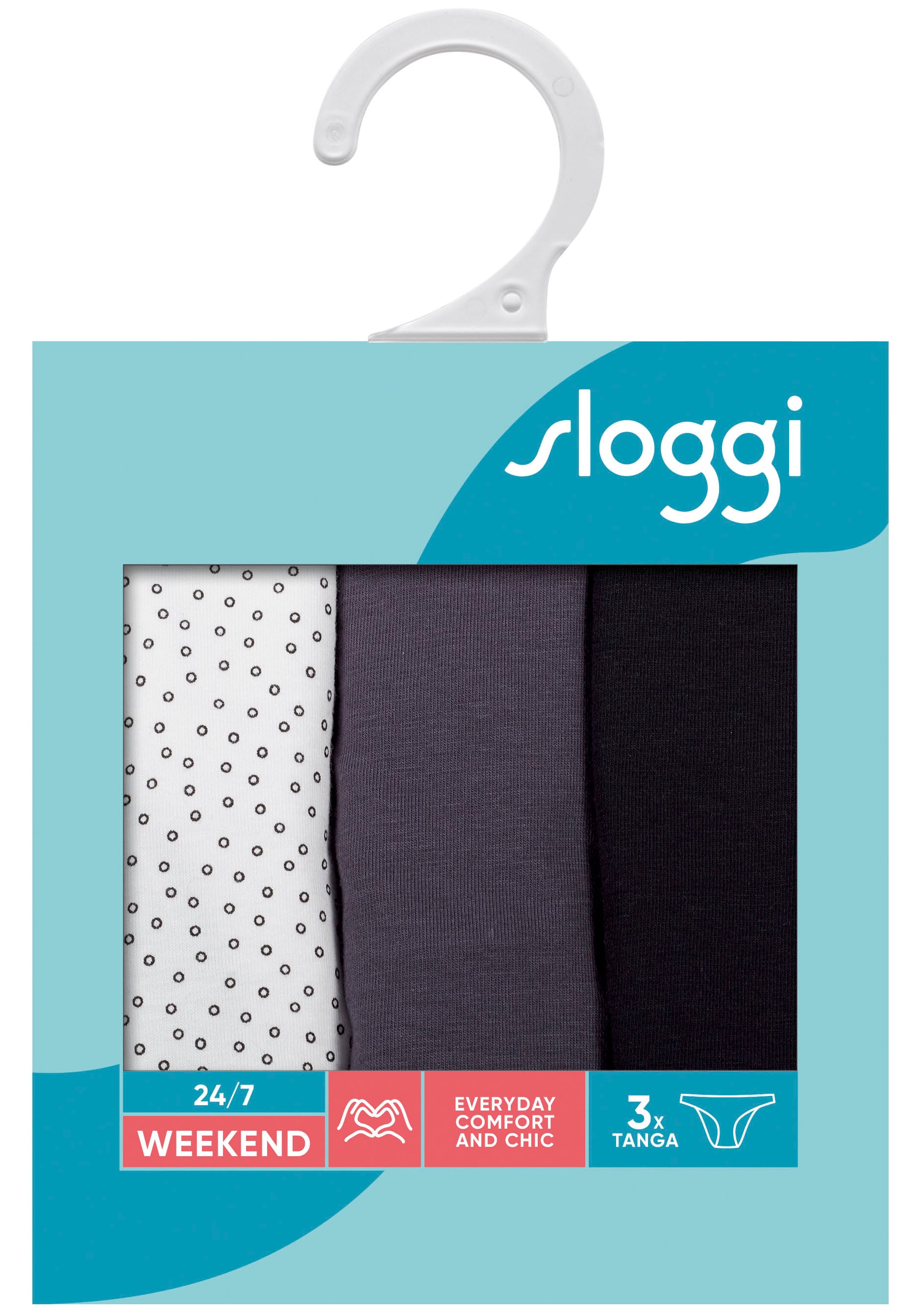 sloggi Slip »24/7 Weekend Tanga C3P«, (3er Pack), mit flachen Spitzen-Kanten