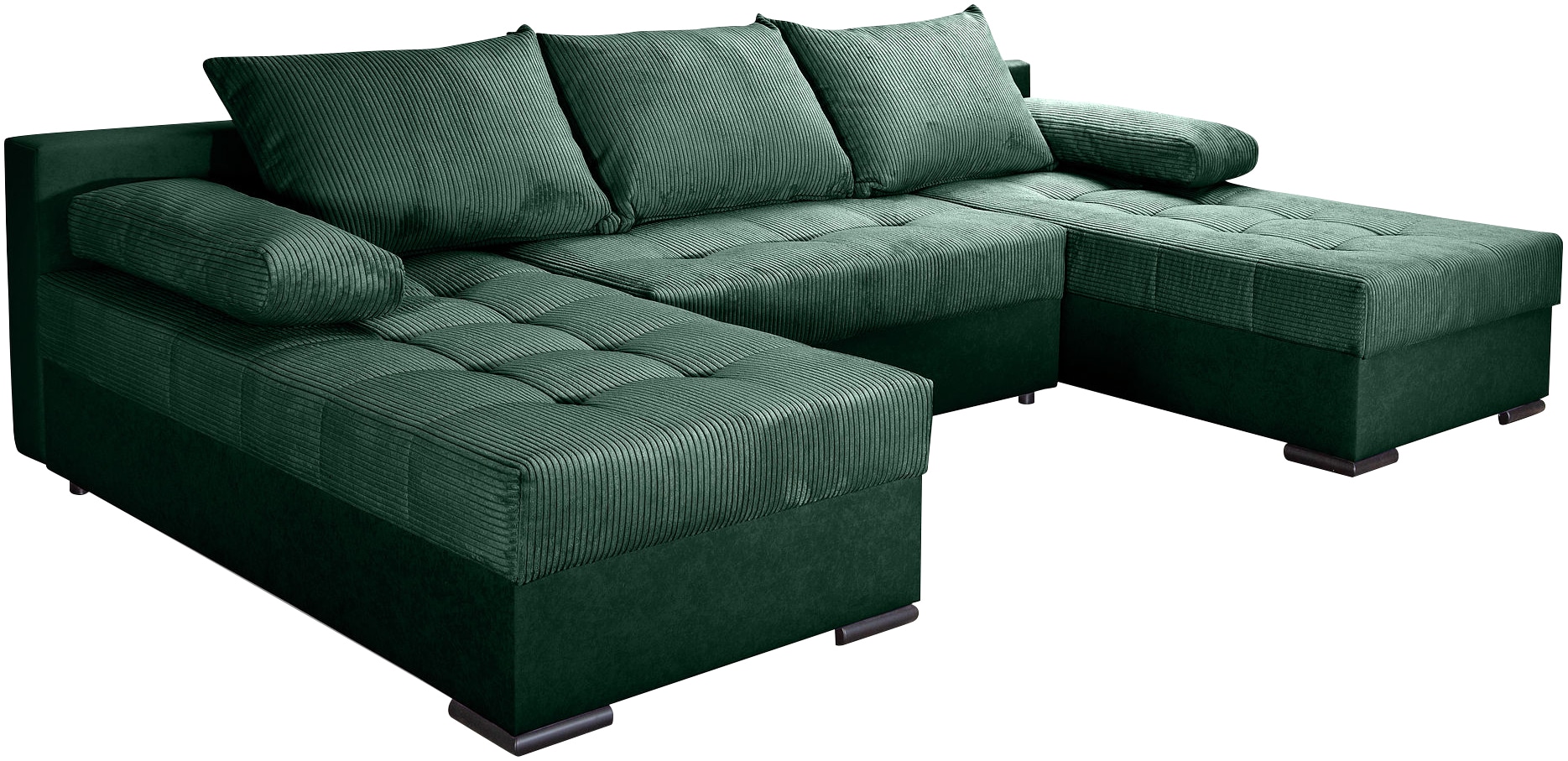 COLLECTION AB Wohnlandschaft »Josy, U-Form, Schlafsofa mit Bettkasten«, (Cord-/Mix), flexible Recamiere, Breite: 269cm, inklusive Rückenkissen, Cord/Mix