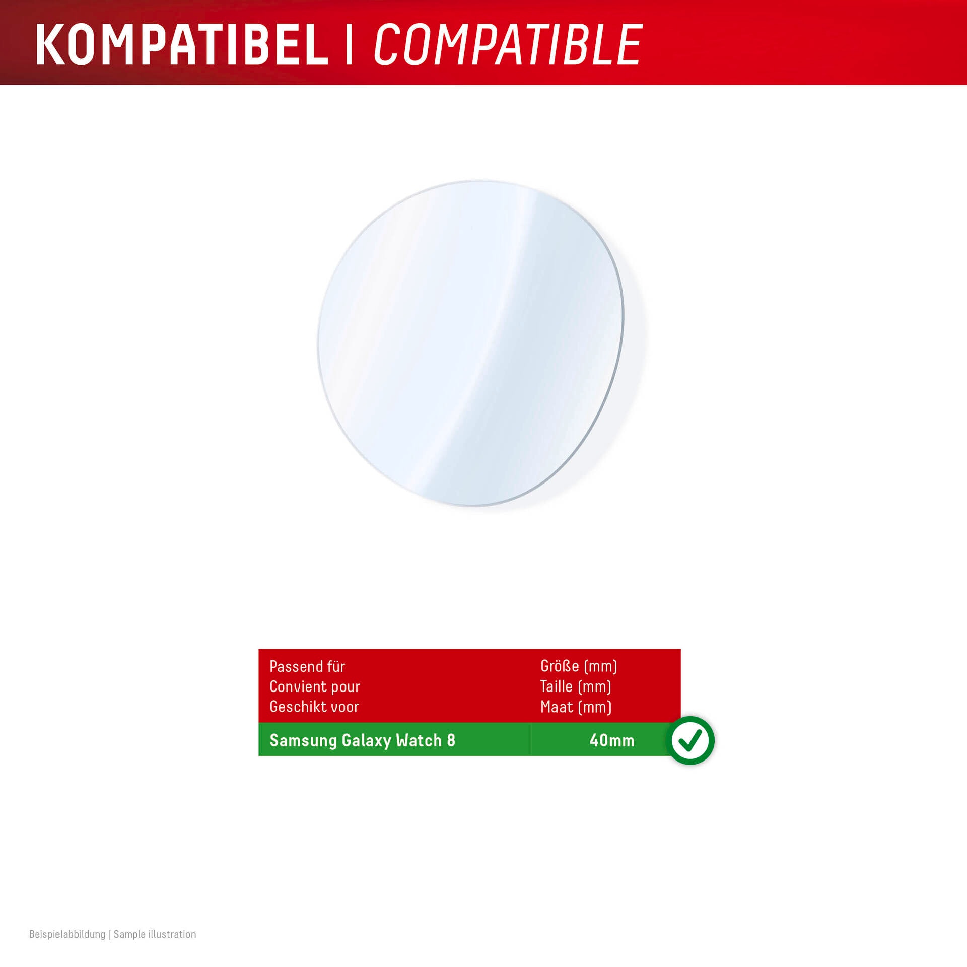 Displex Displayschutzglas »Smartwatch Glass Unbreakable Protector« für Samsung Galaxy Watch8 40mm Displayschutzfolie, Schutzfolie, Bildschirmschutz, kratz- & stoßfest