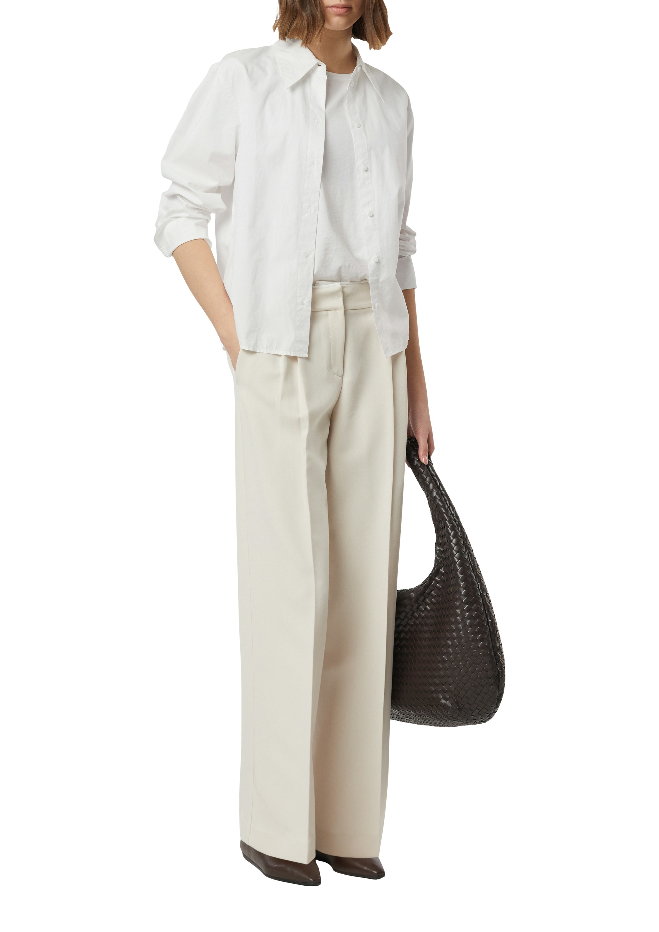 Comma Stoffhose  mit geradem Bein und Bundfalten