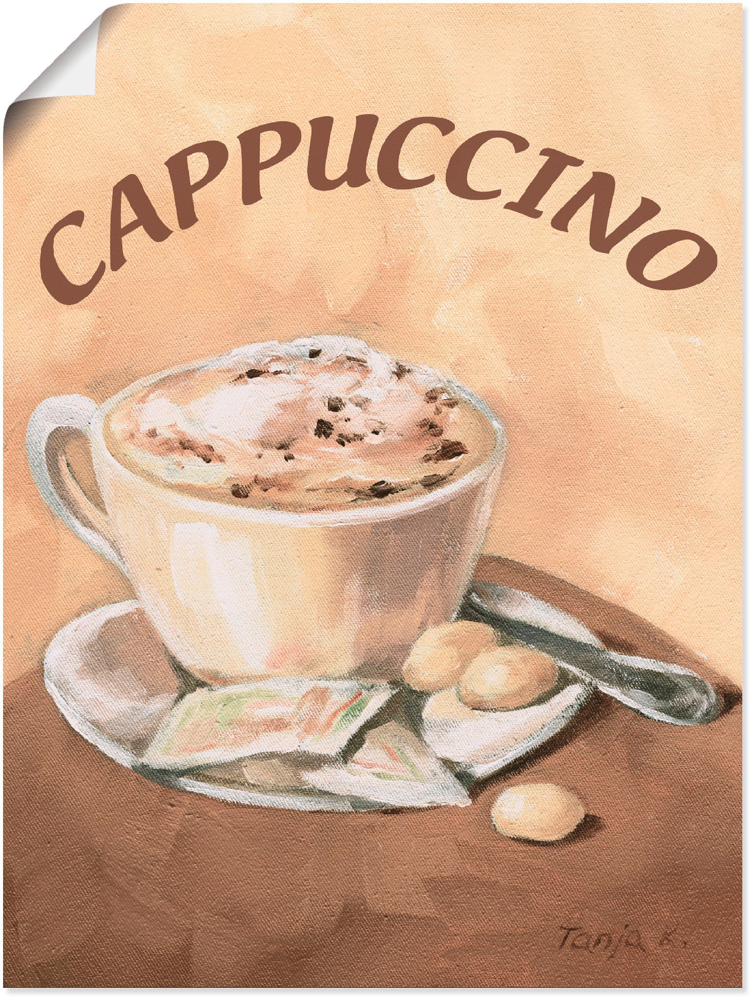 Artland Wandbild »Tasse Cappuccino«, Getränke, (1 St.), in vielen Größen & Produktarten - Alubild / Outdoorbild für den Außenbereich, Leinwandbild, Poster, Wandaufkleber / Wandtattoo auch für Badezimmer geeignet