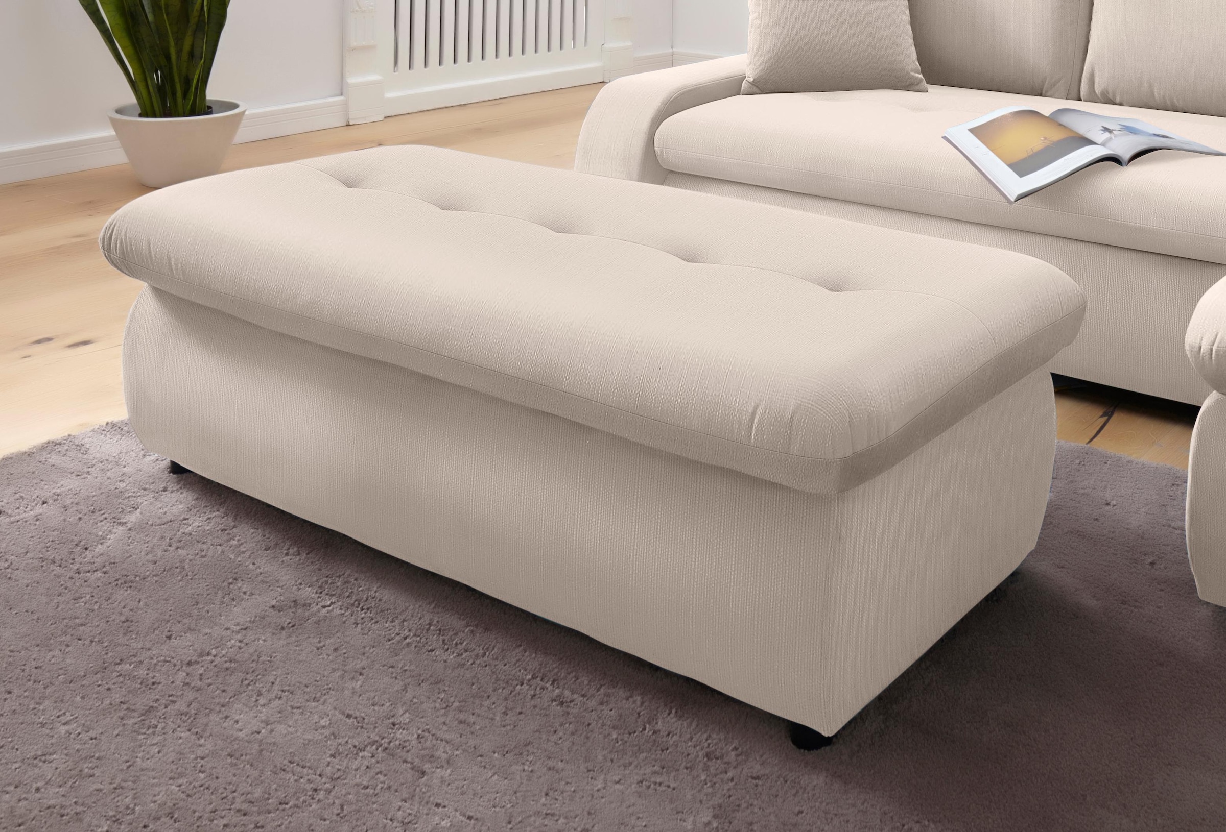 TRENDMANUFAKTUR Hocker »Indie II, bequemer Bankhocker mit Staufach unter der Sitzfläche«