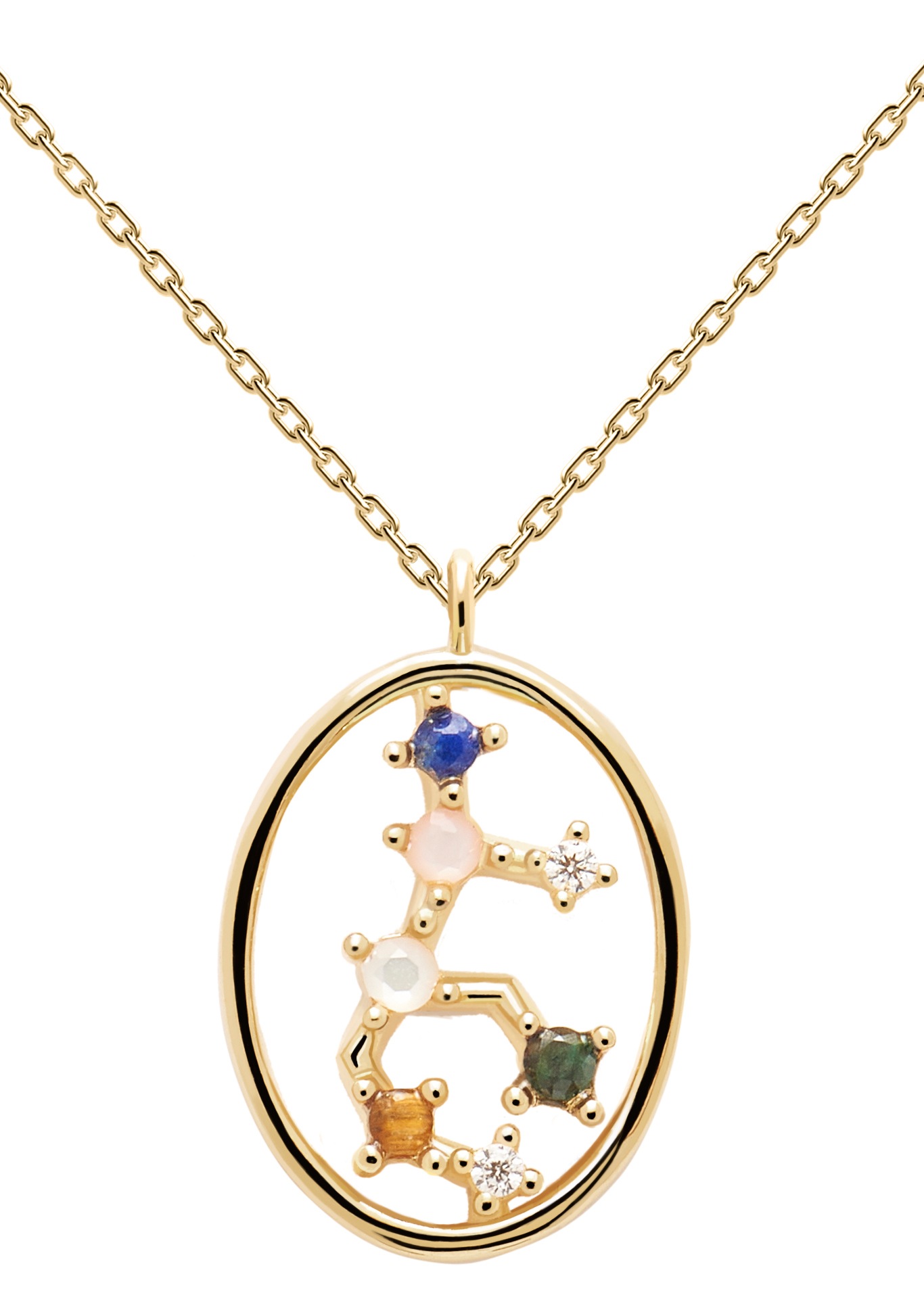 PDPAOLA Kette mit Anhänger »Zodiac Constellations Necklaces, Sternzeichen, CO01-344-U - CO01-349-U«, mit Rosenquarz, Malachit, Labradorit, Lapislazuli, Tigerauge, Zirkonia (synth.)