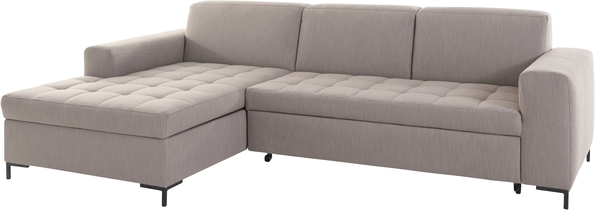 OTTO products Ecksofa »Grazzo, zeitlos & elegant, moderne Sitzheftung, Breite 266cm, L-Form«, hochwertige Stoffe aus recyceltem Material, Steppung im Sitzbereich