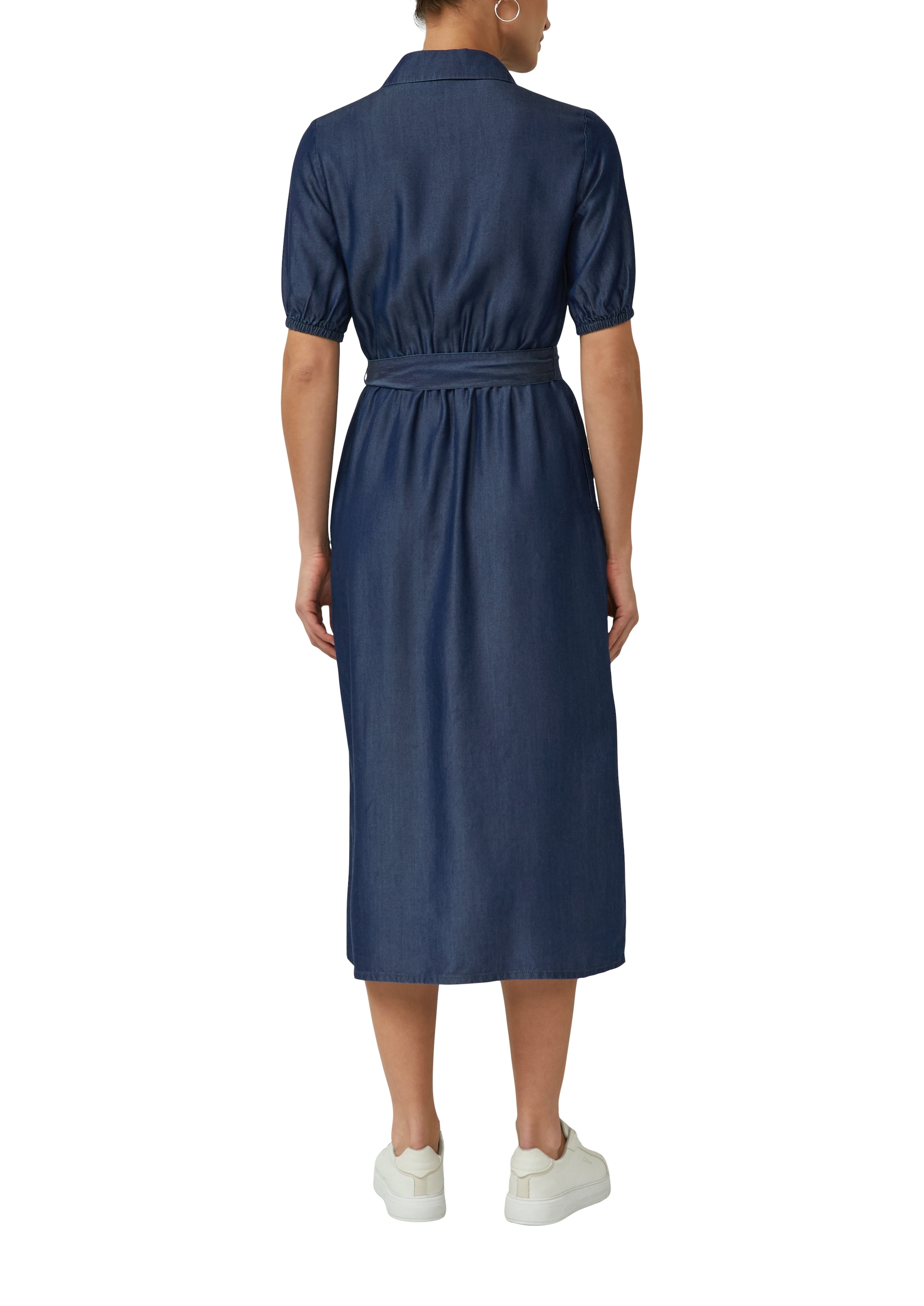 s.Oliver BLACK LABEL Hemdblusenkleid Ohne Taschen mit Bindegürtel