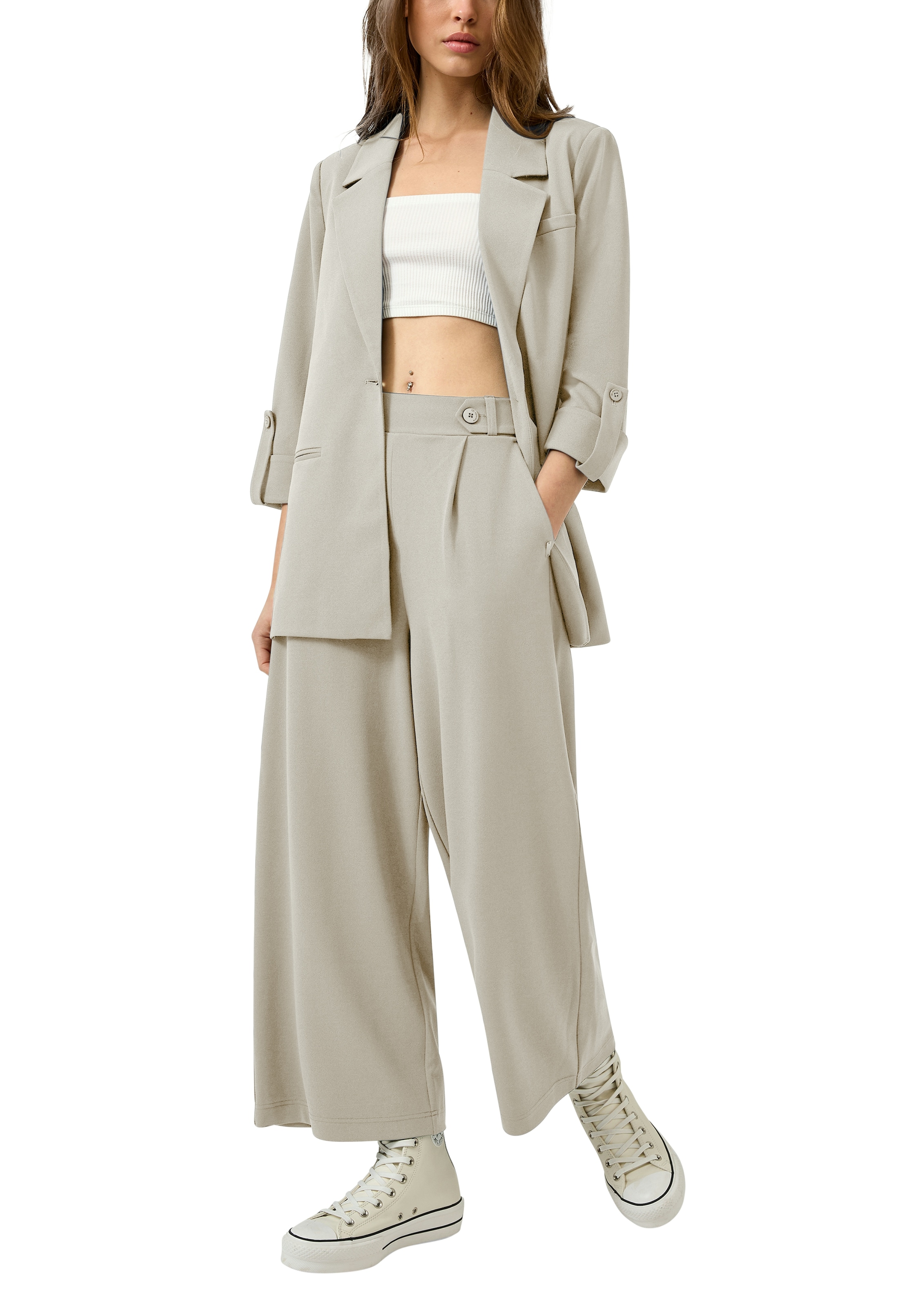 QS Culotte  Sommerhose mit Knopf-Design am Gummibund