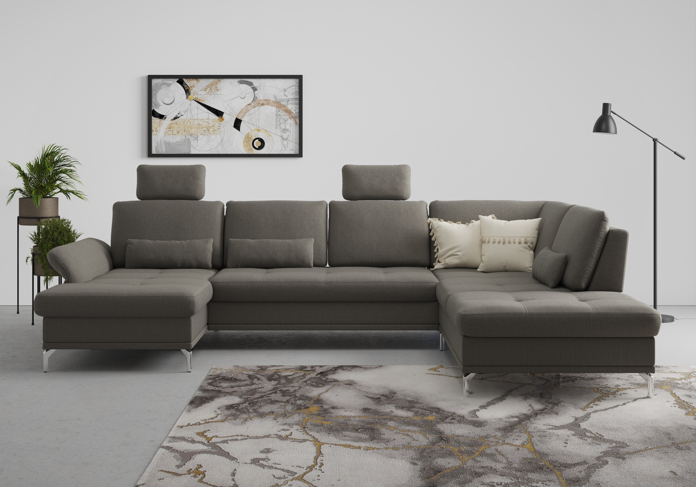 INOSIGN Wohnlandschaft »Palm Beach U-Form« Federkern, mit Sitztiefenverstellung, wahlweise mit Bettfunktion