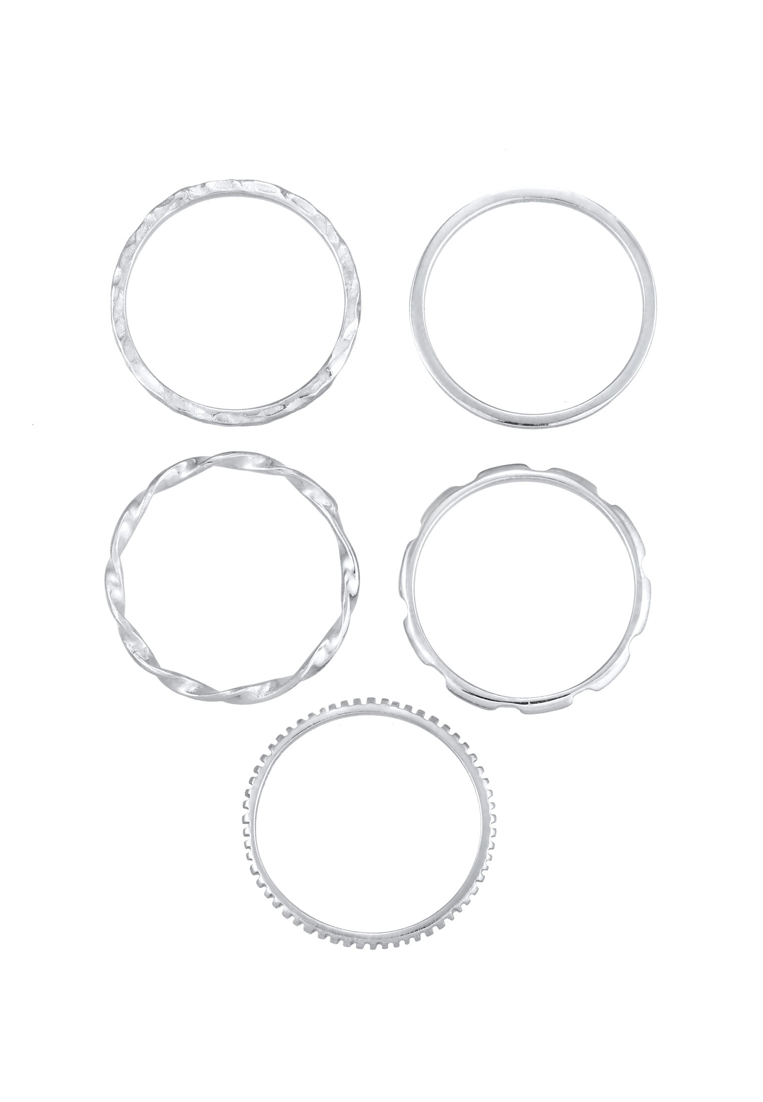 Elli Ring-Set »Ring Stapelringe Stacking Basic 5er Set 925 Silber«