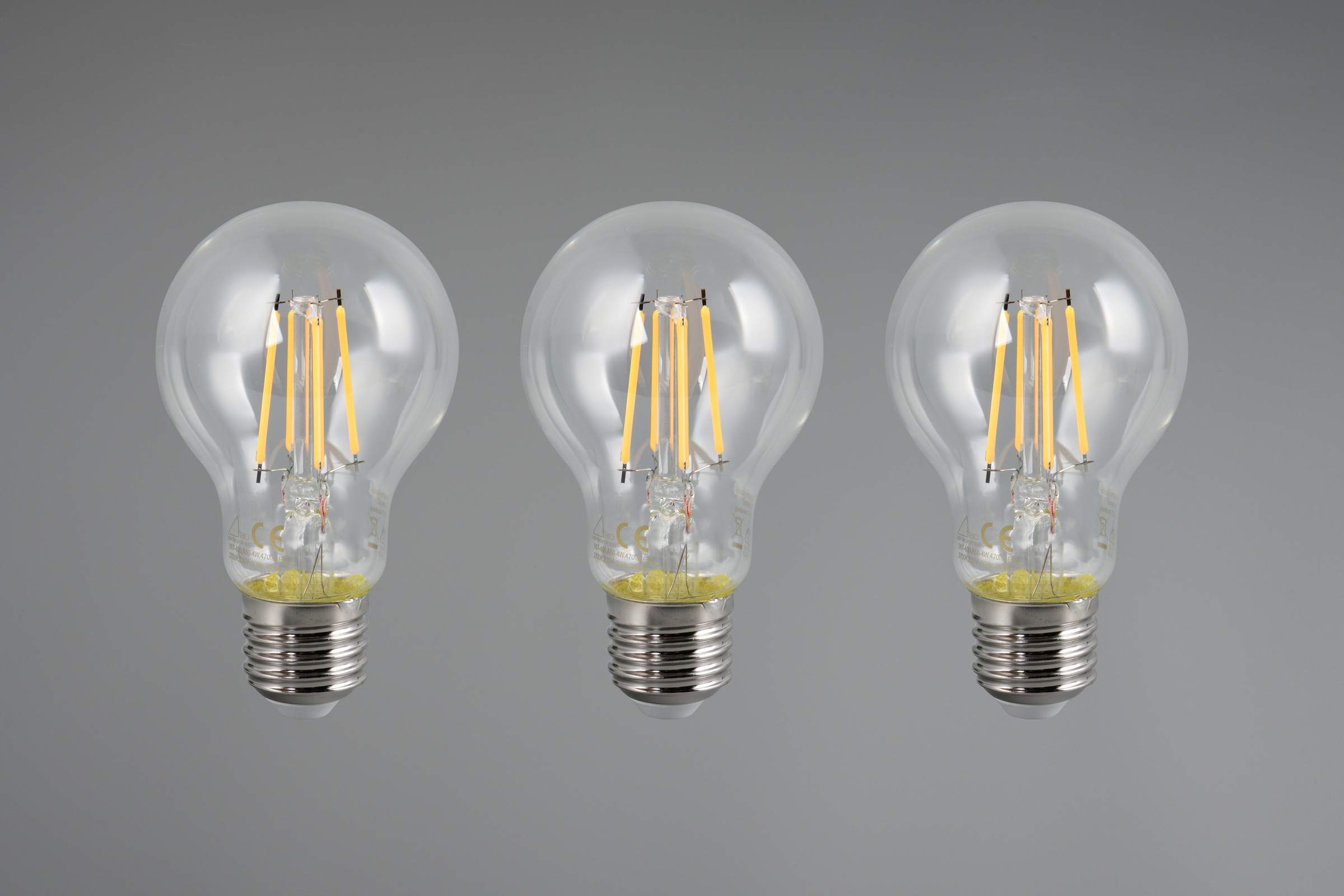 TRIO Leuchten LED-Filament »Leuchtmittel Set E27« E27 3 Stk. Warmweiß 3er Set Filament Leuchtmittel E27 Fassung, Glühbirne E27 LED warmweiß