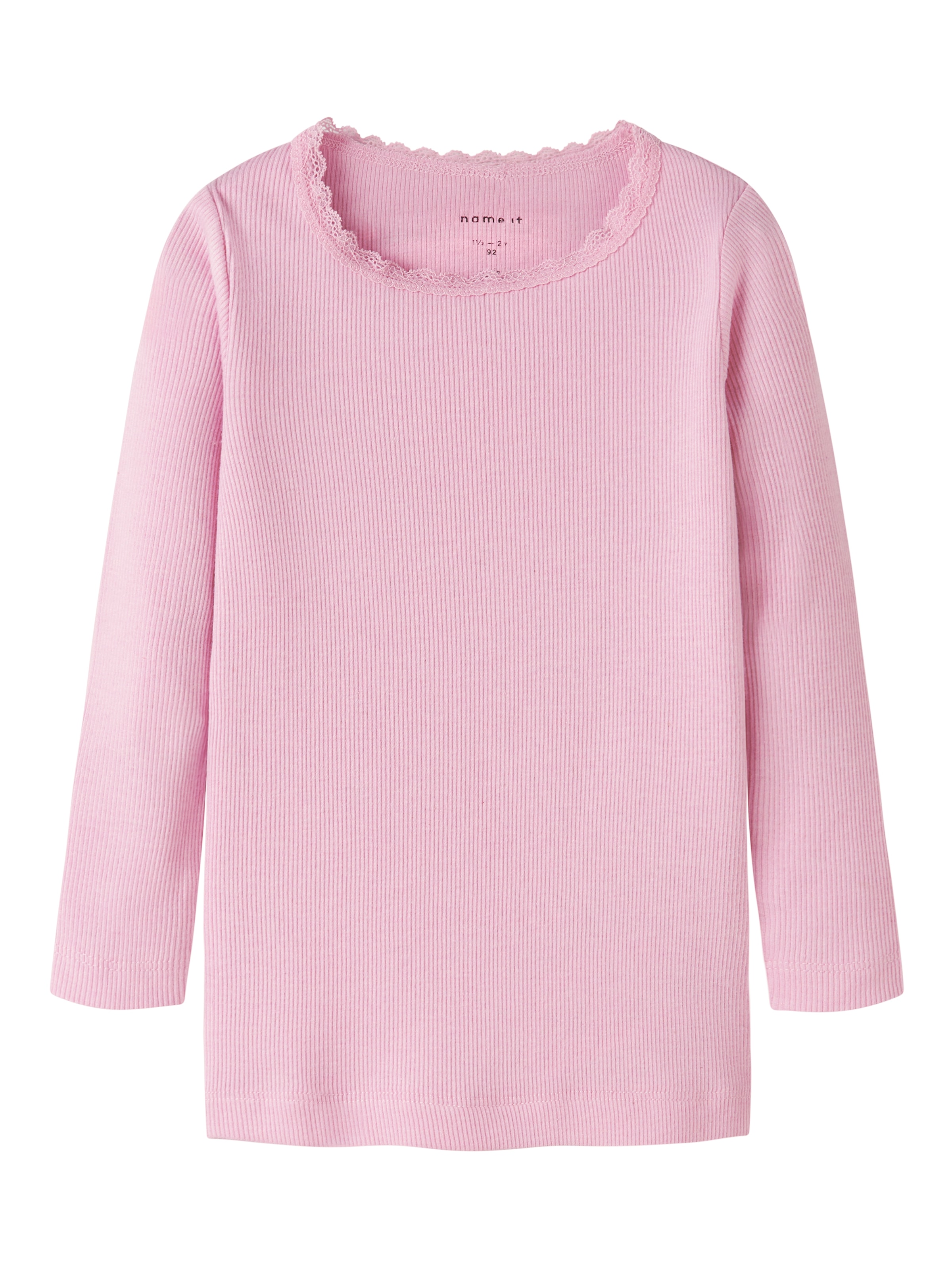 Name It Langarmshirt »NMFKAB LS TOP NOOS«, in Feinripp und mit süßer Spitzenkante am Ausschnitt