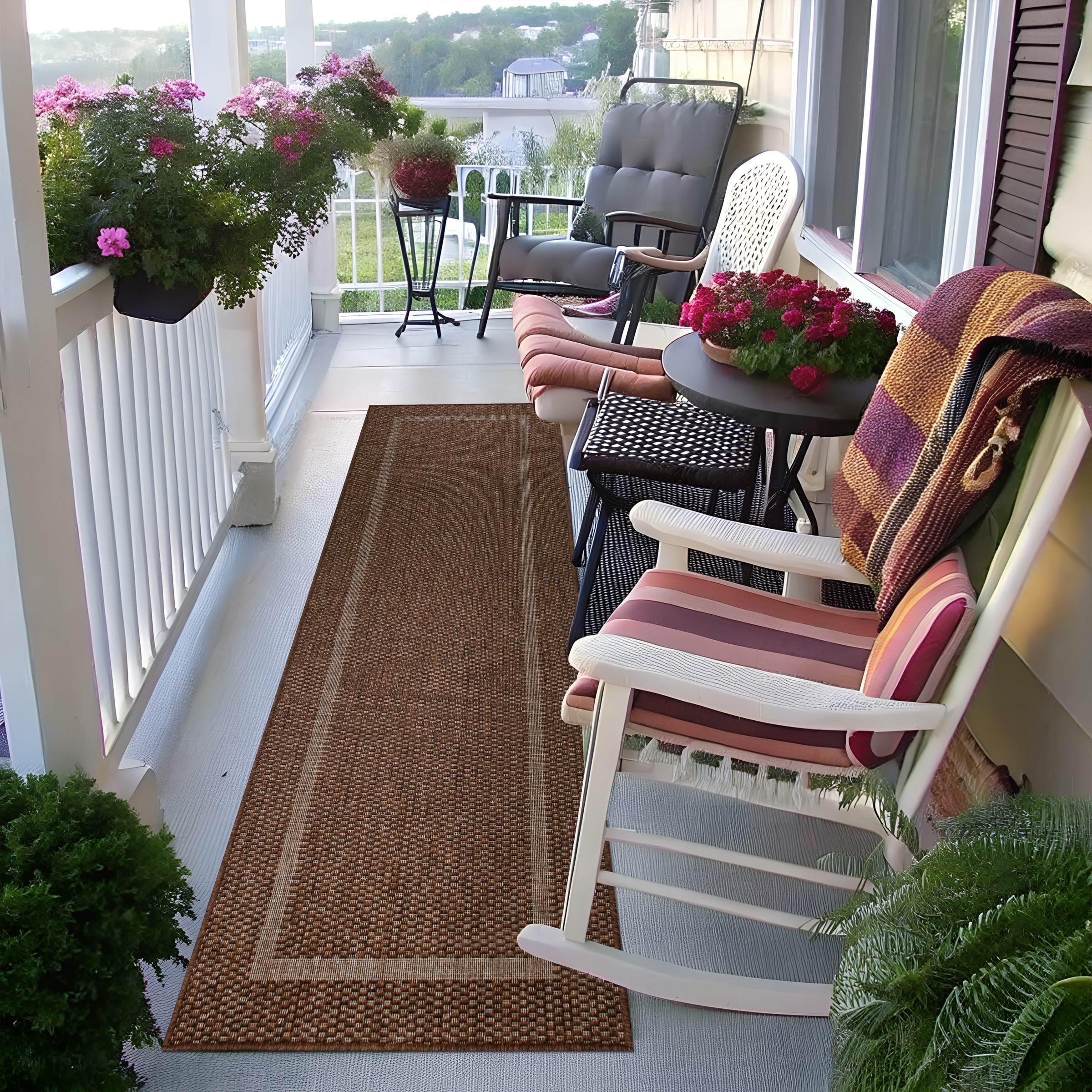 my home Teppich »Venedig Bordüre auch als Läufer erhältlich«, rechteckig, 3 mm Höhe, In- und Outdoor geeignet, Sisal-Optik, Wetterfest & UV-beständig