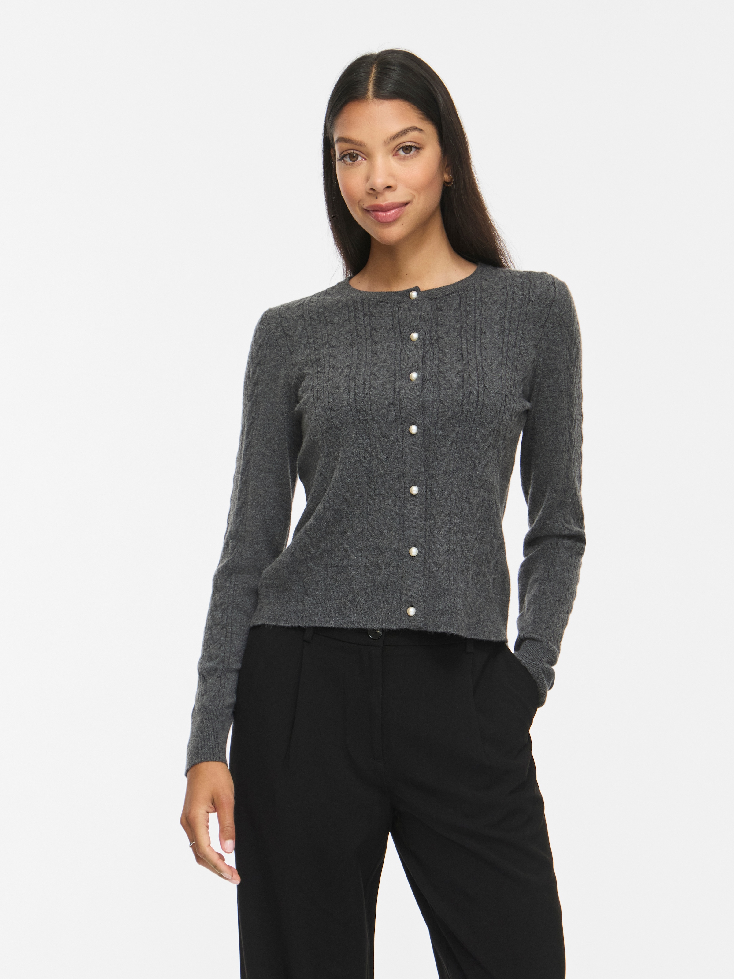 Vila Strickjacke »VIKERRY CABLE L/S KNIT CARDIGAN-NOOS« Materialmix, normal geschnitten
