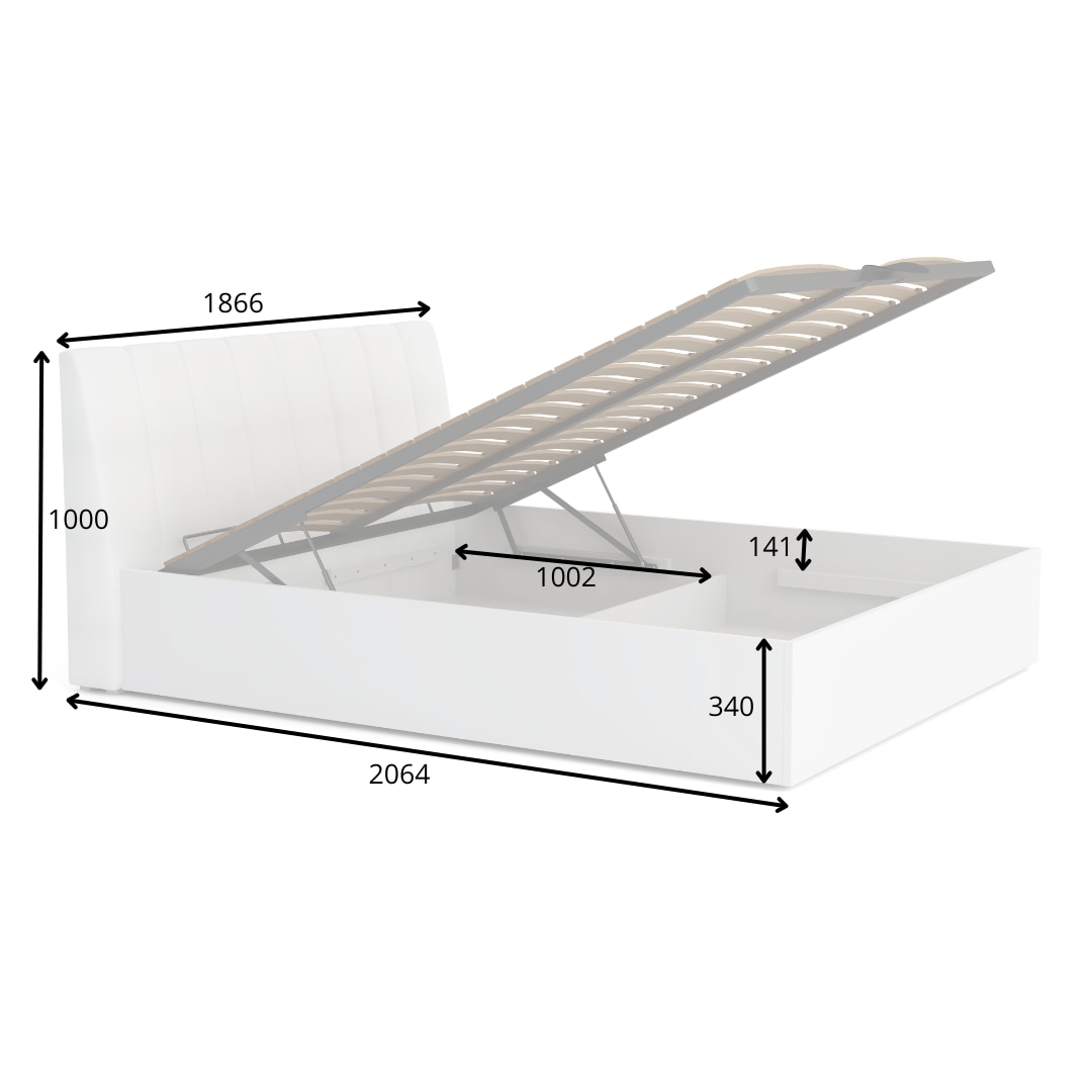 INOSIGN Bett »Bett Malissa mit gepolstertem Kopfteil ohne Stauraum«, Bettgestell, Schlaffläche 180x200 cm, BxTxH 186,6 x 206,4 x 100 cm